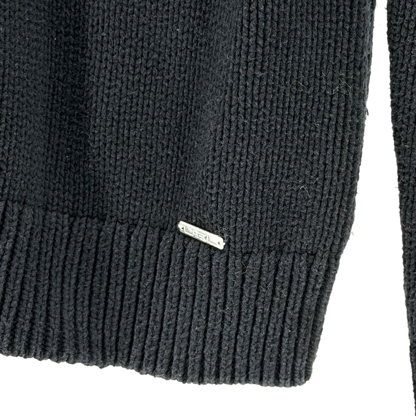 Ralph Lauren Black 100% Cotton Shoulder Zip Elbow Patch Sweater Size M / US 6-8 / IT 42-44 - 4 Thumbnail