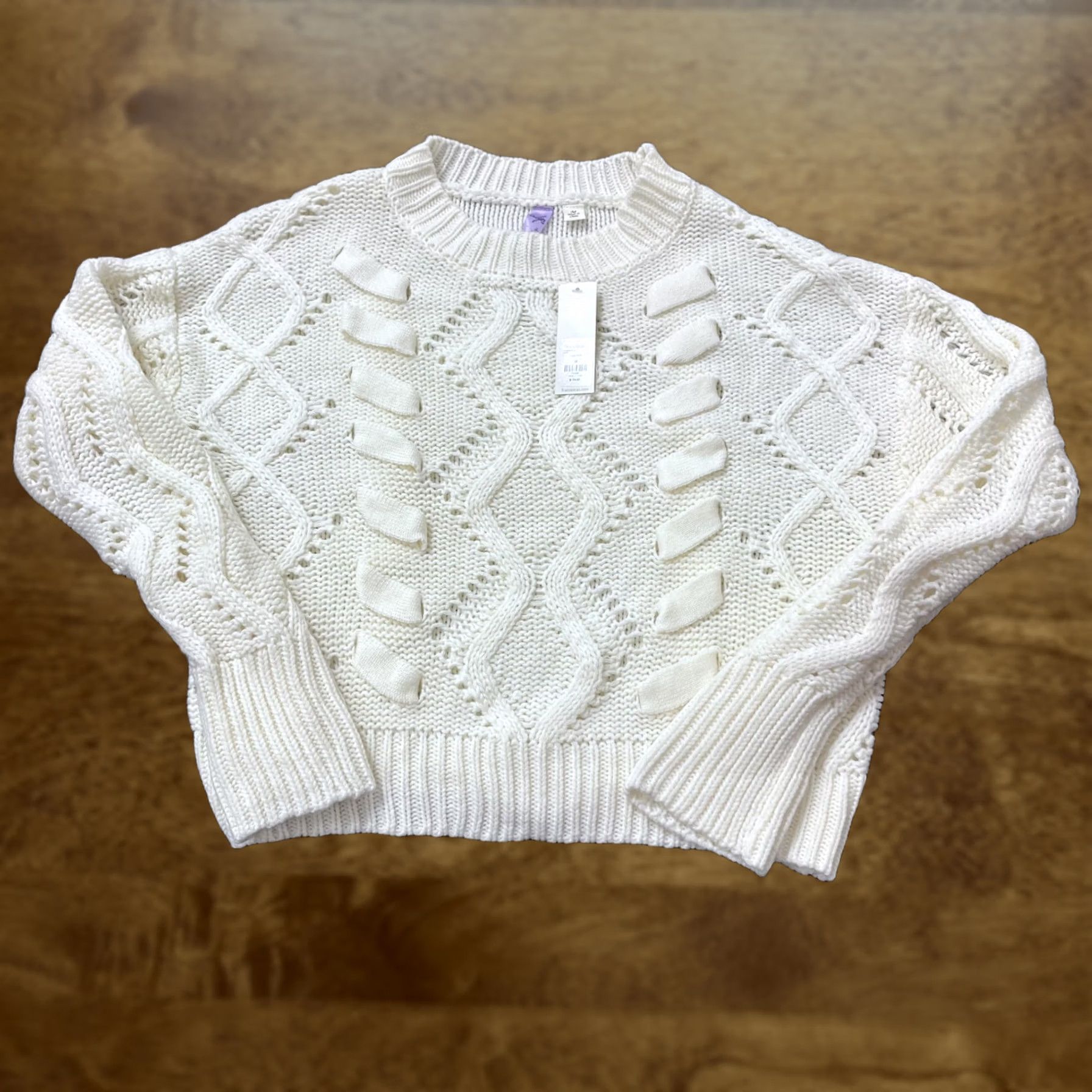 Vintage Alya Sweater Womens Medium Ivory Cable Knit Crewneck Chunky Pullover Francesca's Size M / US 6-8 / IT 42-44 - 1 Thumbnail