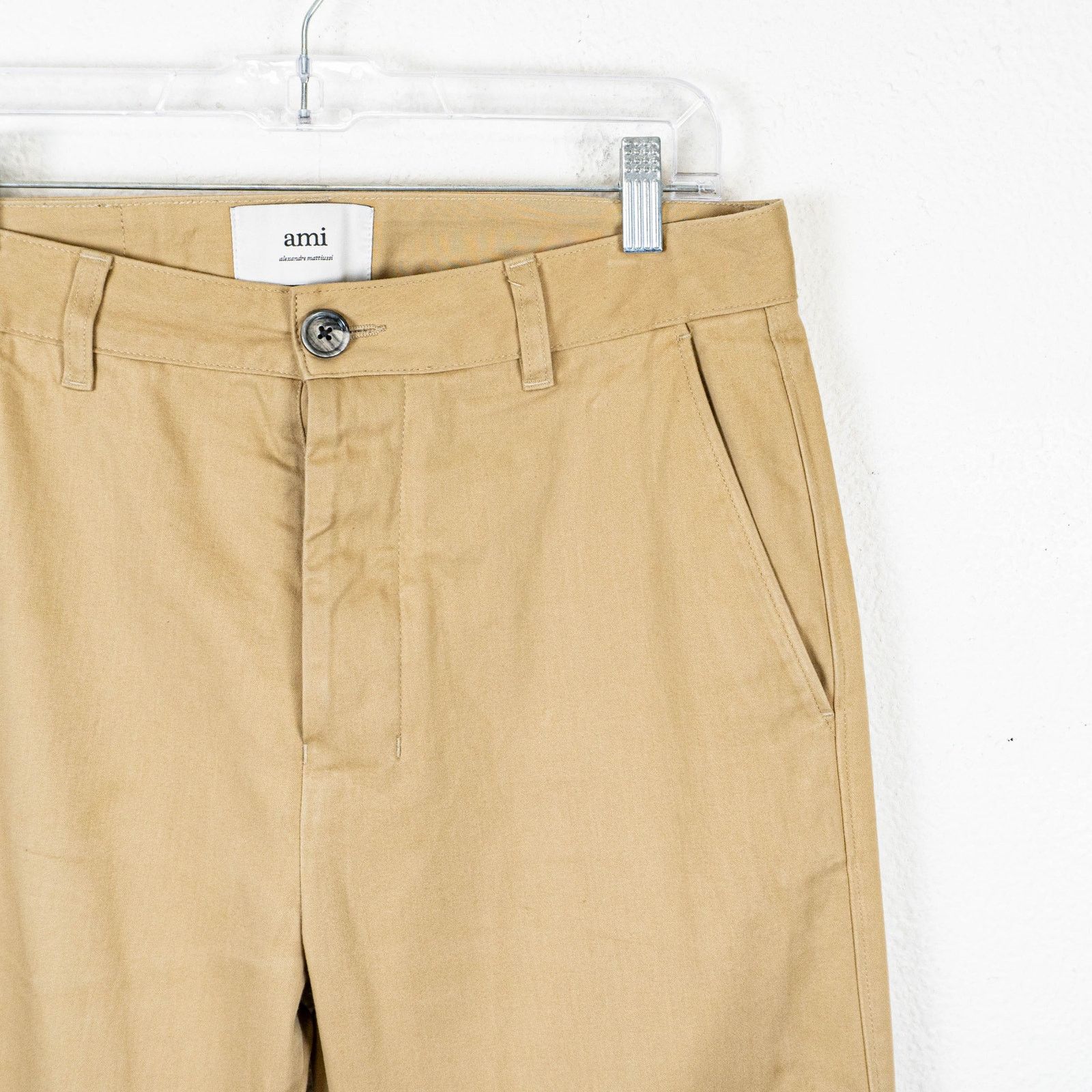 AMI AMI Alexandre Mattiussi Logo Patch Trousers Beige M short Size US 32 / EU 48 - 12 Thumbnail