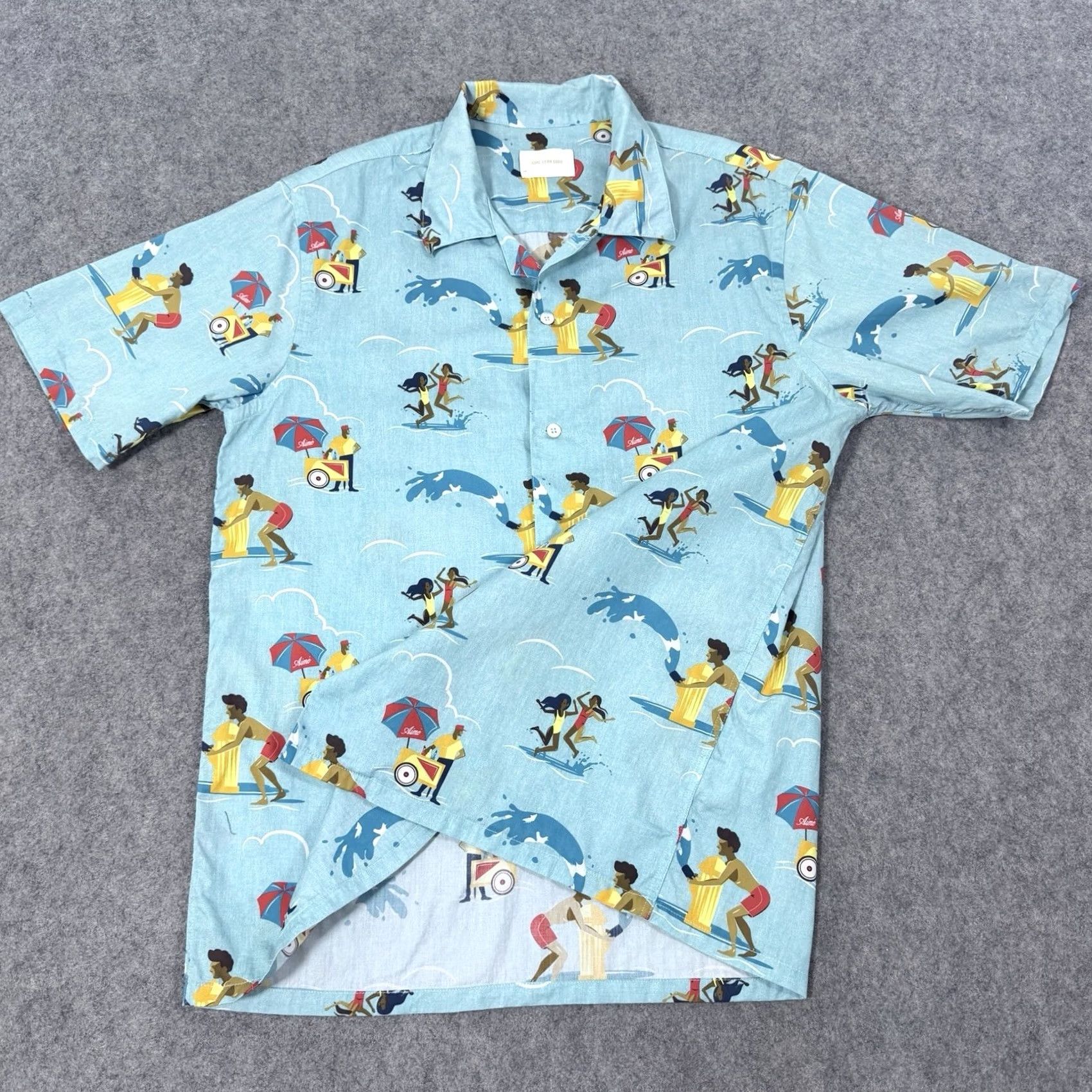 Aime Leon Dore Aime Leon Dore Hawaiian Party Casual Button-Up Shirt Mens Medium Blue Graphic Print Short Sleeve Shirt Size US M / EU 48-50 / 2 - 5 Thumbnail