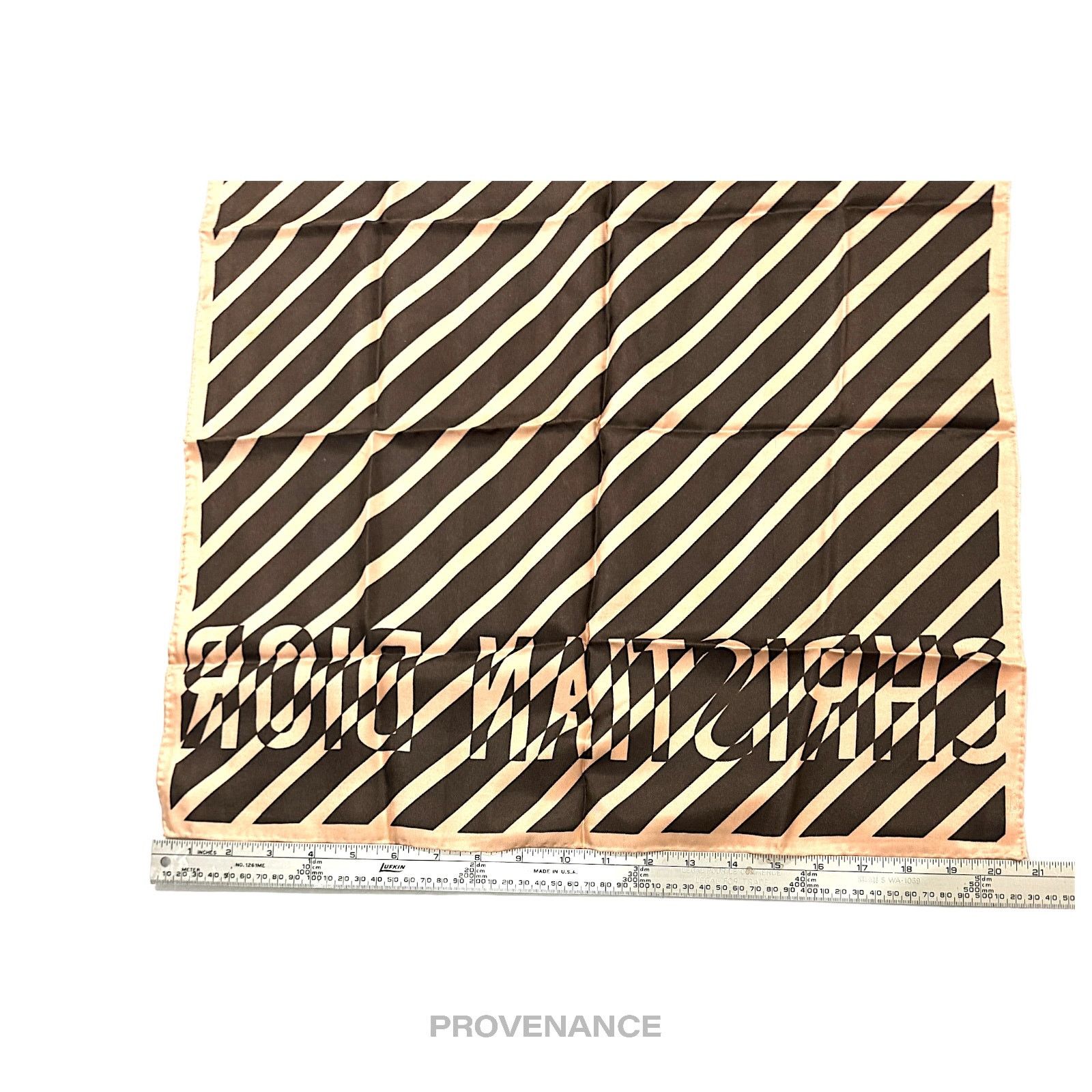 Dior 🔴 Christian Dior Logo Moiré Scarf 50 - Black/Blush Striped Size ONE SIZE - 5 Thumbnail