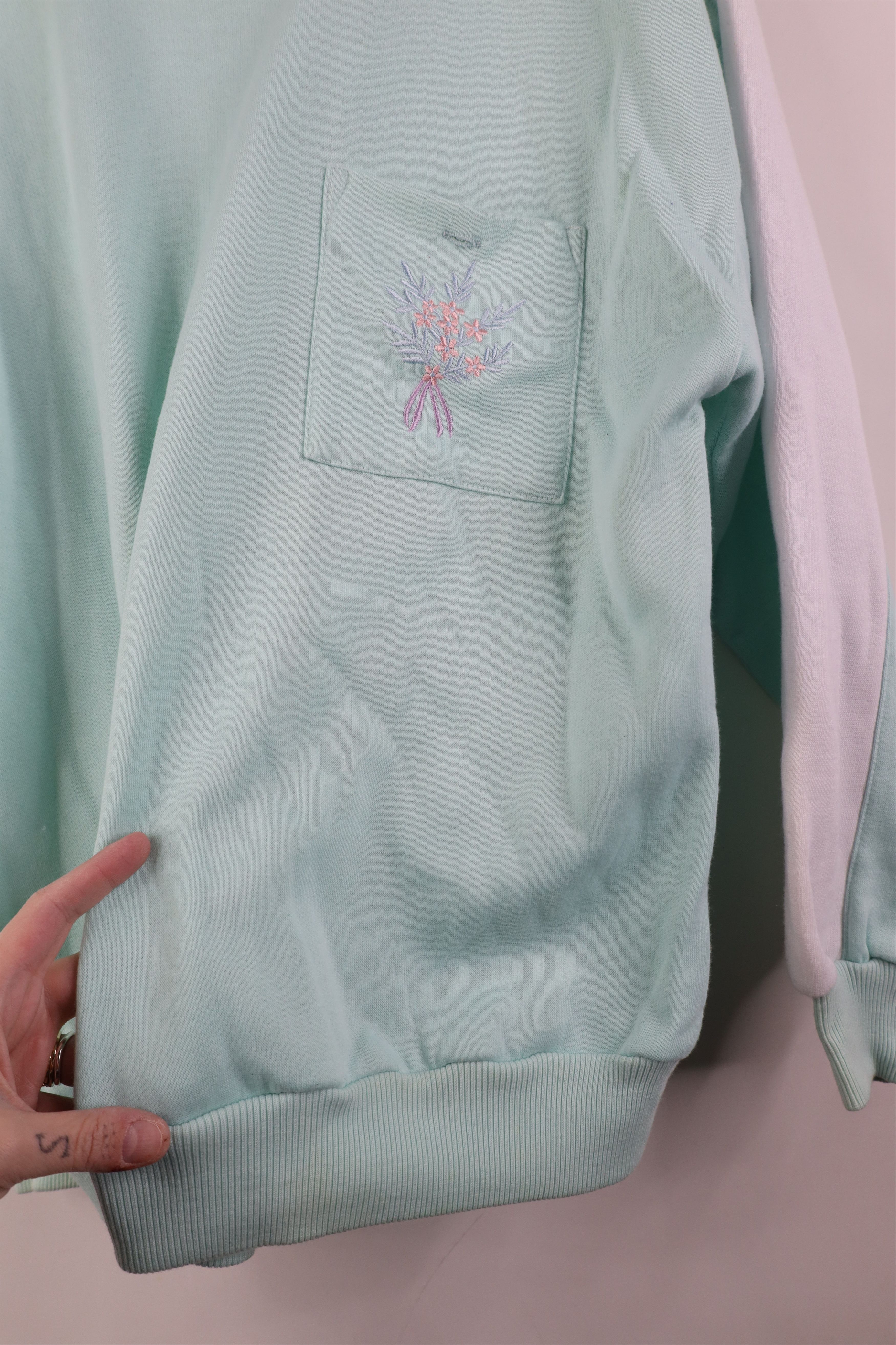 Vintage Vintage 90s Streetwear Flower Layered Sweatshirt Blue Size L / US 10 / IT 46 - 6 Thumbnail