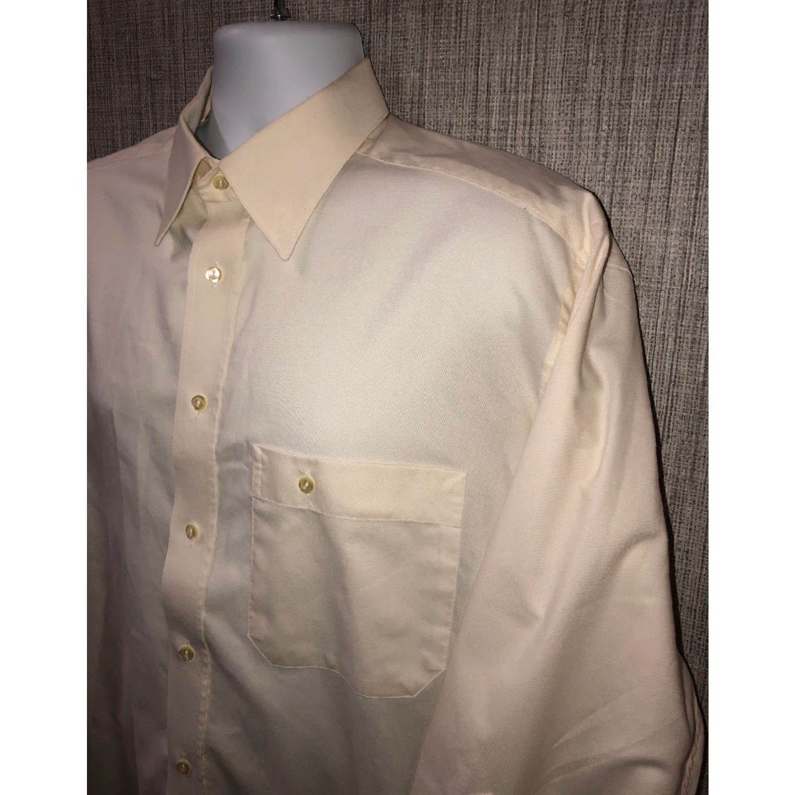 Eton VINTAGE Eton Etastar Mens Long Sleeve Dress Shirt 24 Inch Armpit Ivory Button-Front Large Mens Size US L / EU 52-54 / 3 - 2 Thumbnail
