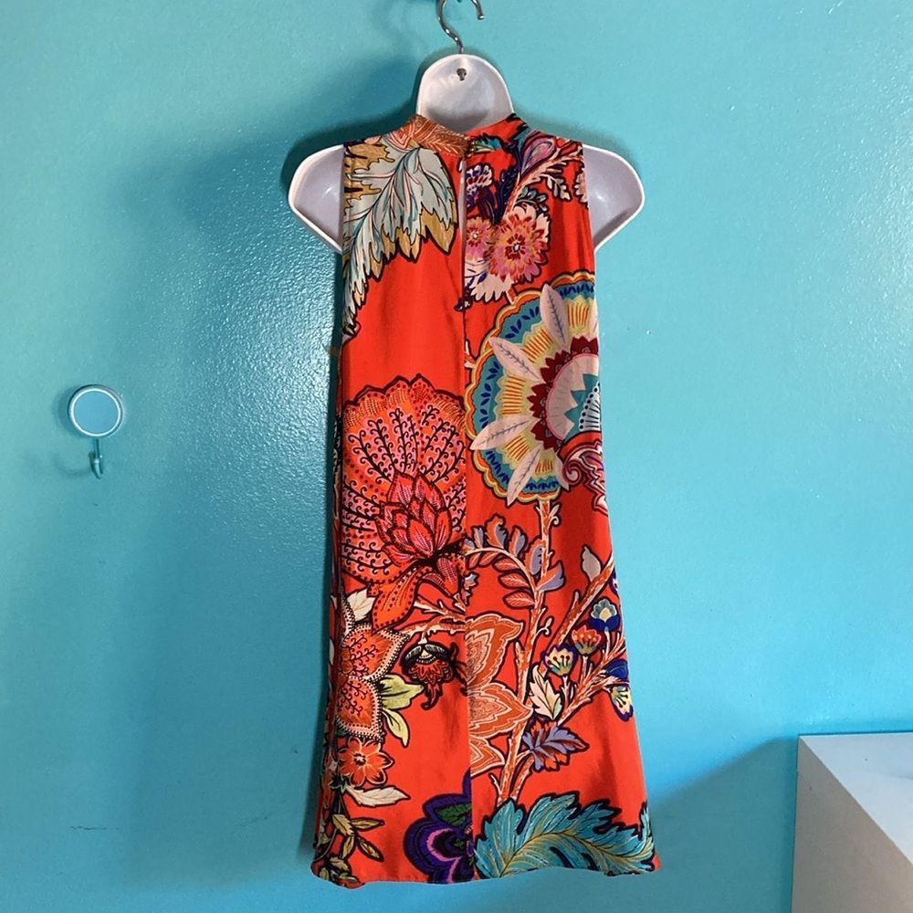 Anthropologie Maeve Size M Orange Chiffon Floral A-Line Dress Vintage Styl Size M / US 6-8 / IT 42-44 - 6 Thumbnail