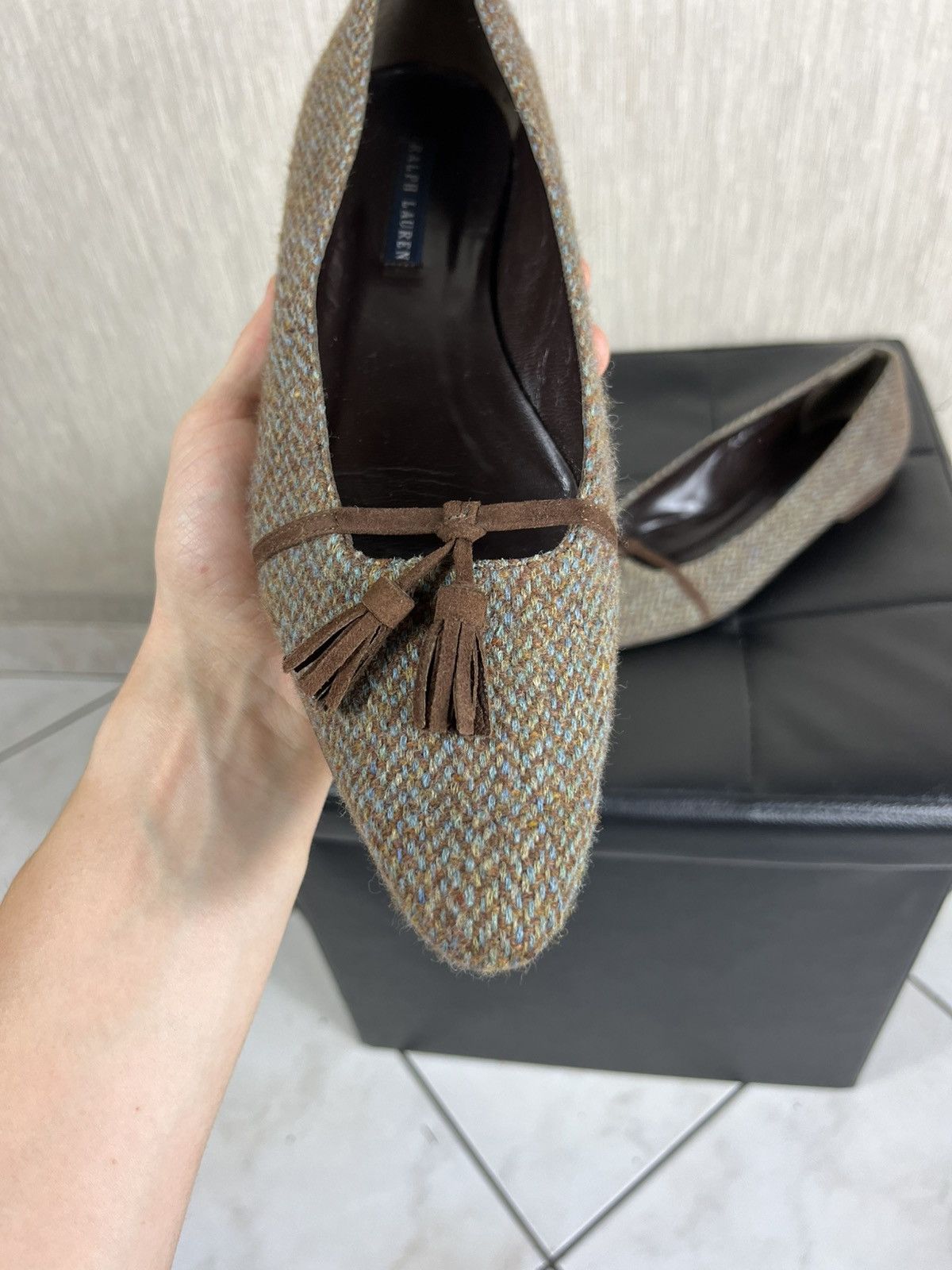Harris Tweed × Ralph Lauren × Vintage Vintage Ralph Lauren wool Harris Tweed flats y2k ballerinas Size US 9 / IT 39 - 6 Thumbnail