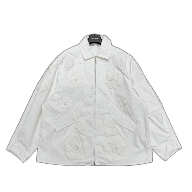 Valentino Valentino Embroidered Flower Jacket in White-yf Size US L / EU 52-54 / 3 - 1 Thumbnail