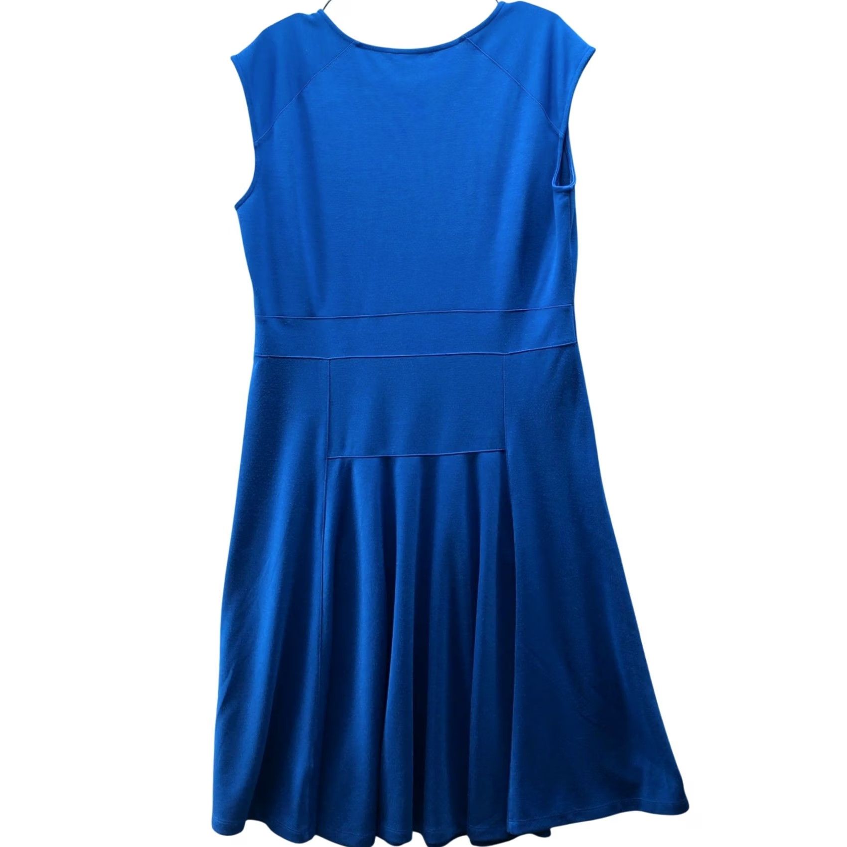 Lands' End Lands' End Sleeveless Dress L Royal Blue Fit & Flare Knee Knit Cap Sleeve Women Size L / US 10 / IT 46 - 2 Thumbnail