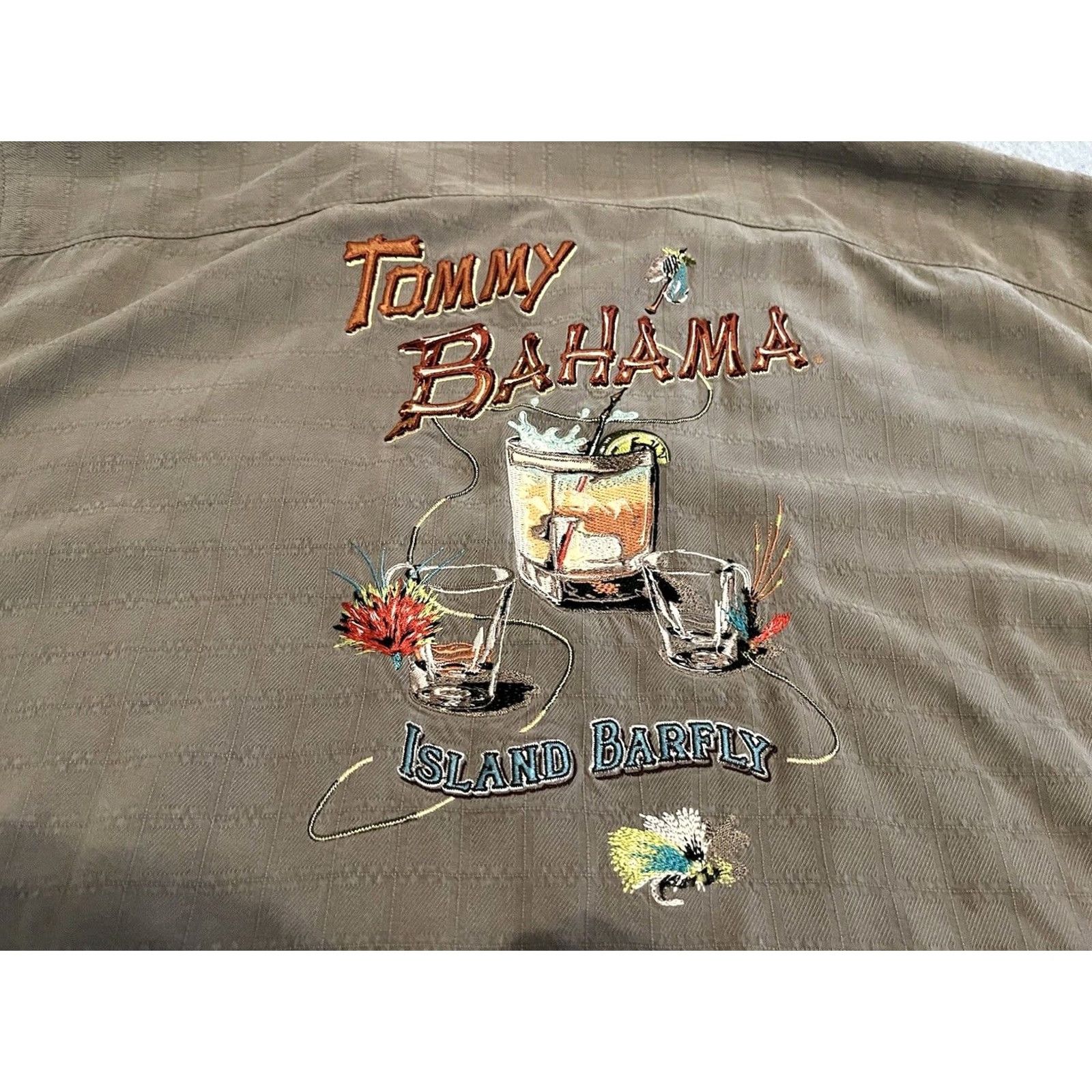Tommy Bahama VINTAGE Tommy Bahama Silk Embroidered Shirt Island Barfly Mens XL Brown Short Sleeve Button-Up Embroidered Beach Hawaiian Tropical 90s Mens Size US XL / EU 56 / 4 - 2 Thumbnail