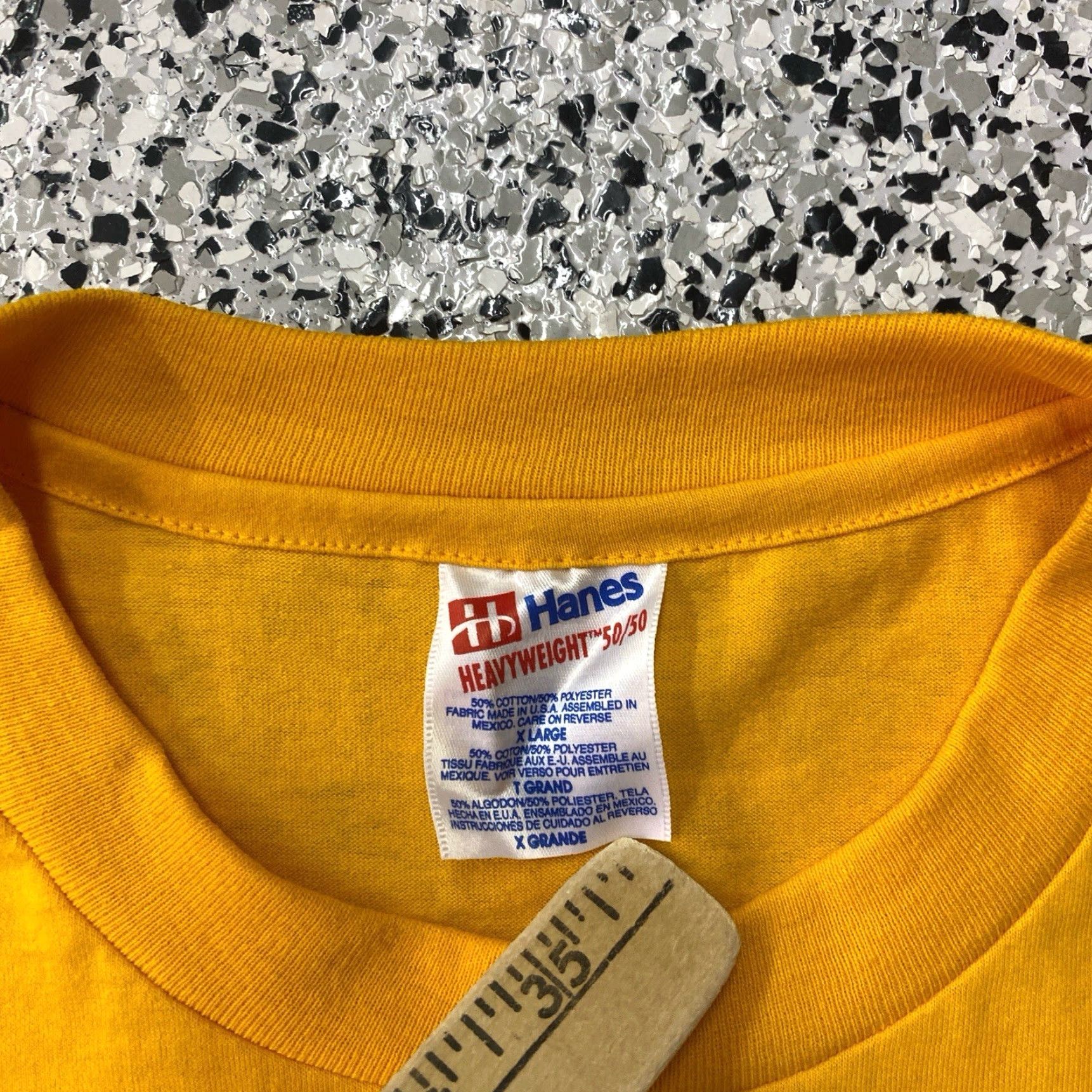 Hanes VINTAGE Hanes Rugby T Shirt Mens Large Yellow MADE IN USA Short Sleeve Graphic Tee Size US L / EU 52-54 / 3 - 3 Thumbnail