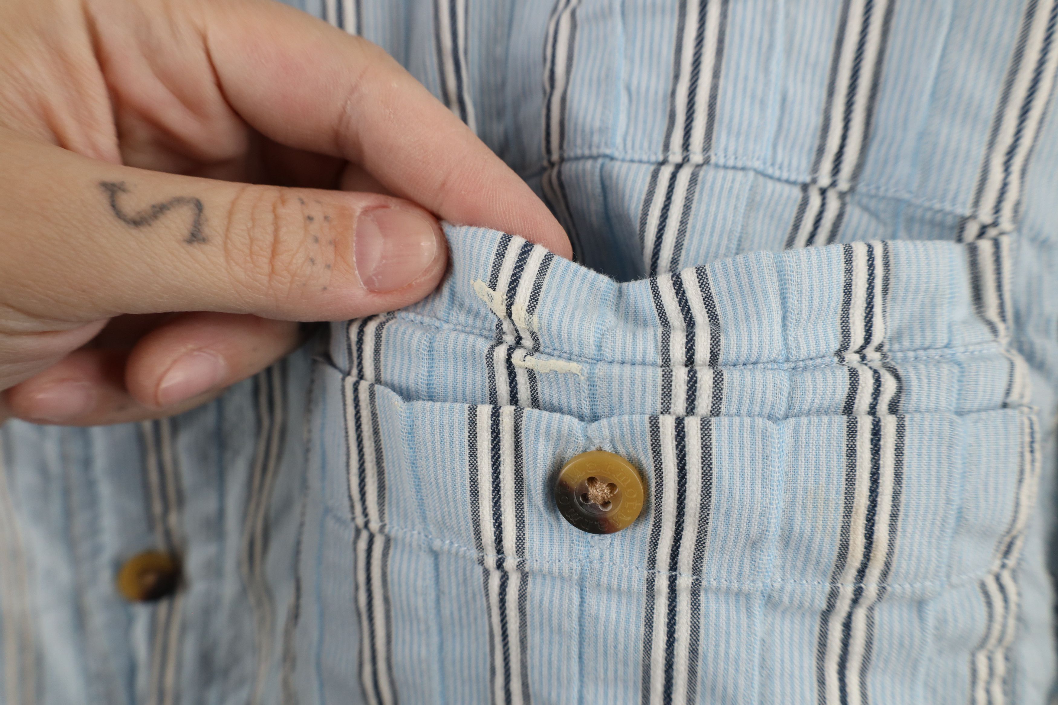 Marmot × Vintage Marmot Striped Seersucker Short Sleeve Button Shirt Blue Size US L / EU 52-54 / 3 - 6 Thumbnail