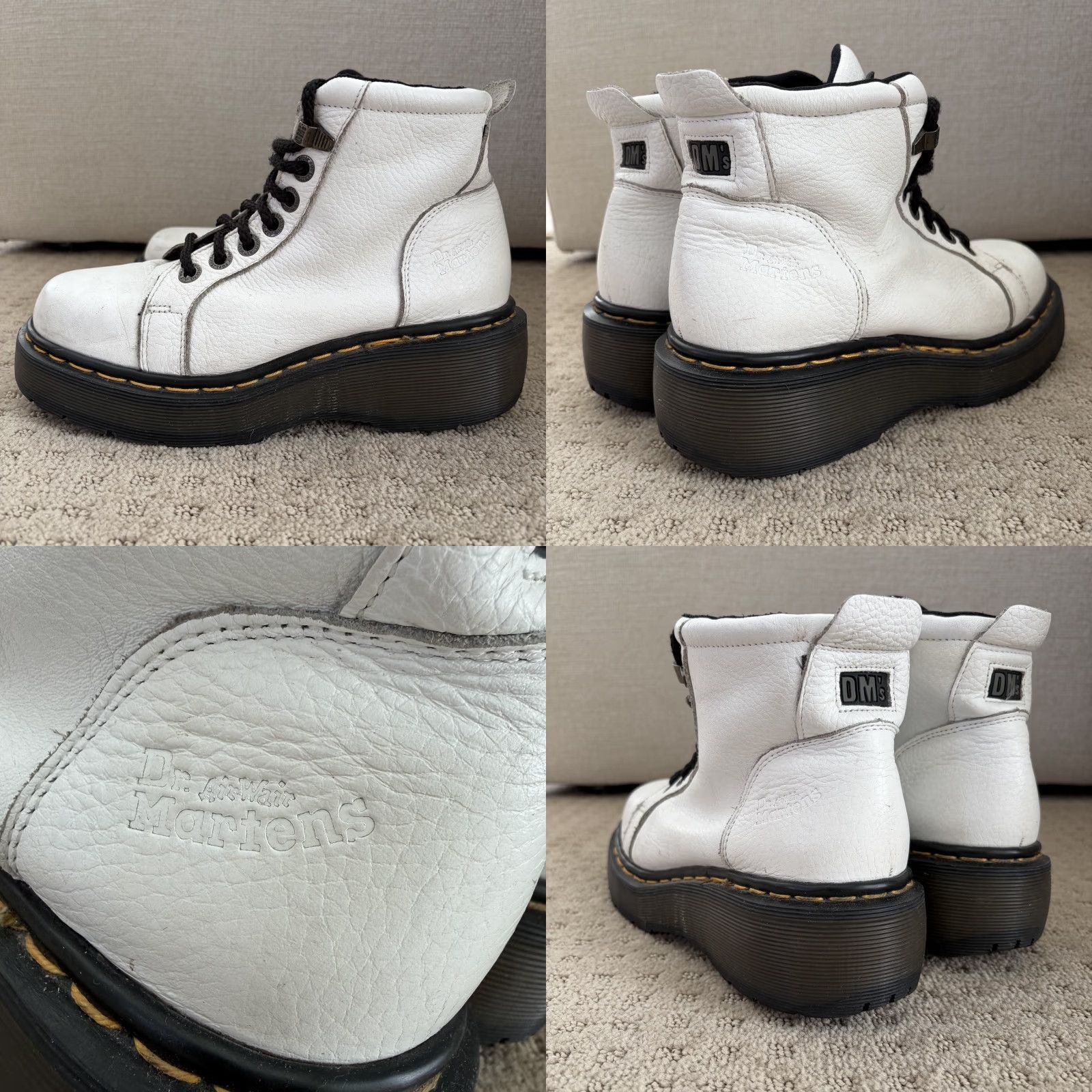 Dr. Martens VINTAGE Dr Martens 8597 Boots Women White Leather Ankle Lace Up Combat Rubber Outsole 5 Womens Size US 5 / IT 35 - 9 Thumbnail