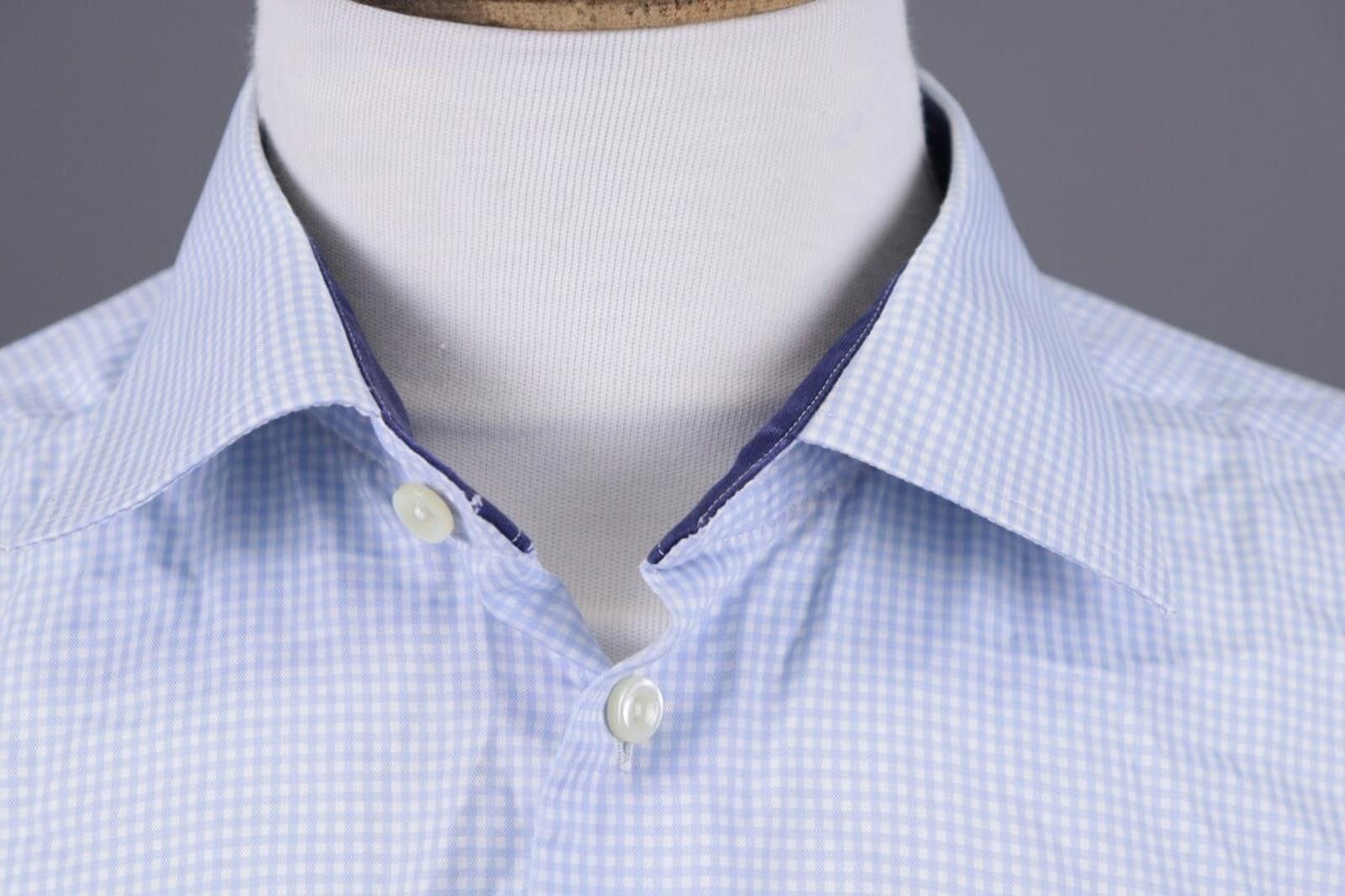 Eton Eton Contemporary Check Blue Shirt Size 45 17.75 XXL Size US XXL / EU 58 / 5 - 6 Thumbnail
