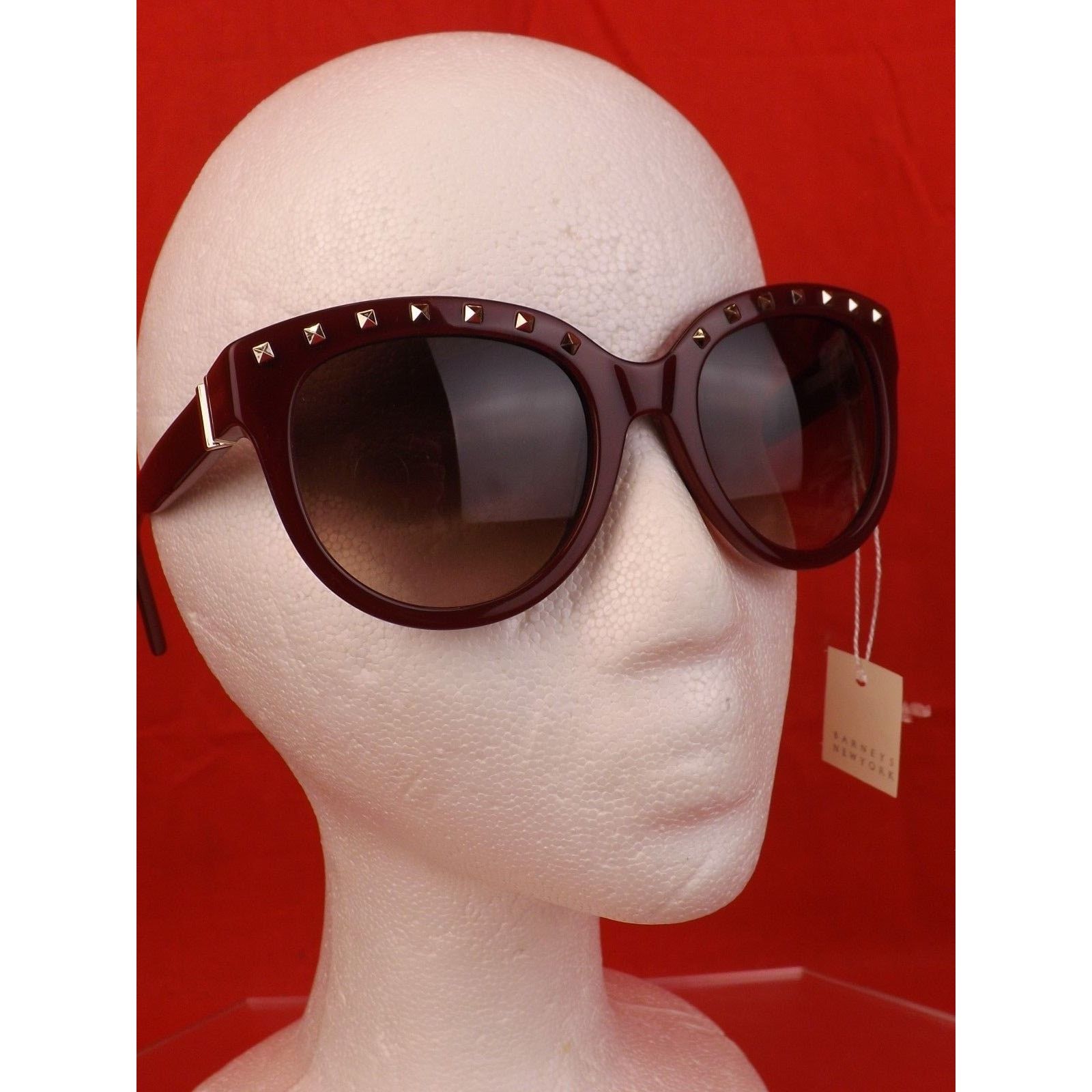 Valentino VALENTINO ROCKSTUDS V659S WINE PLASTIC FRAME SUNGLASSES $495 Size ONE SIZE - 9 Thumbnail
