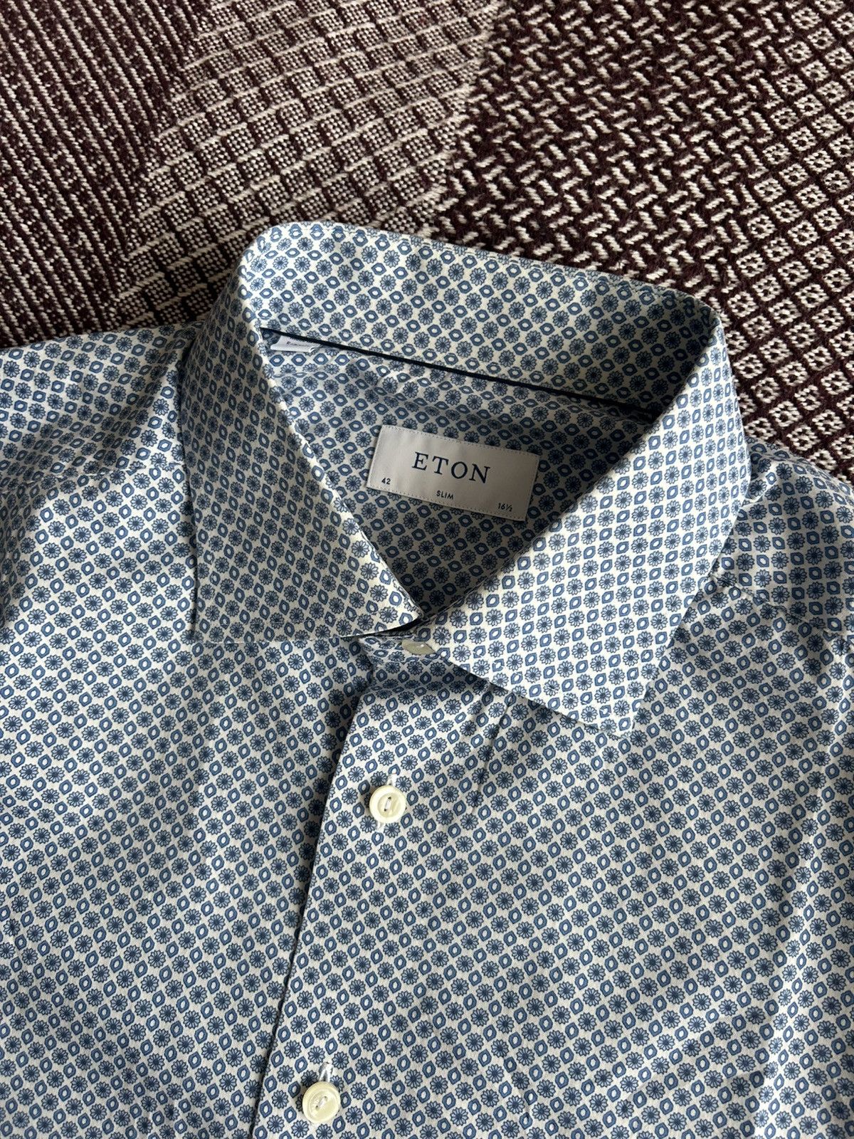 Eton Eton Floral Pattern Formal Shirt Solid Style Luxury Size L Size US L / EU 52-54 / 3 - 6 Thumbnail