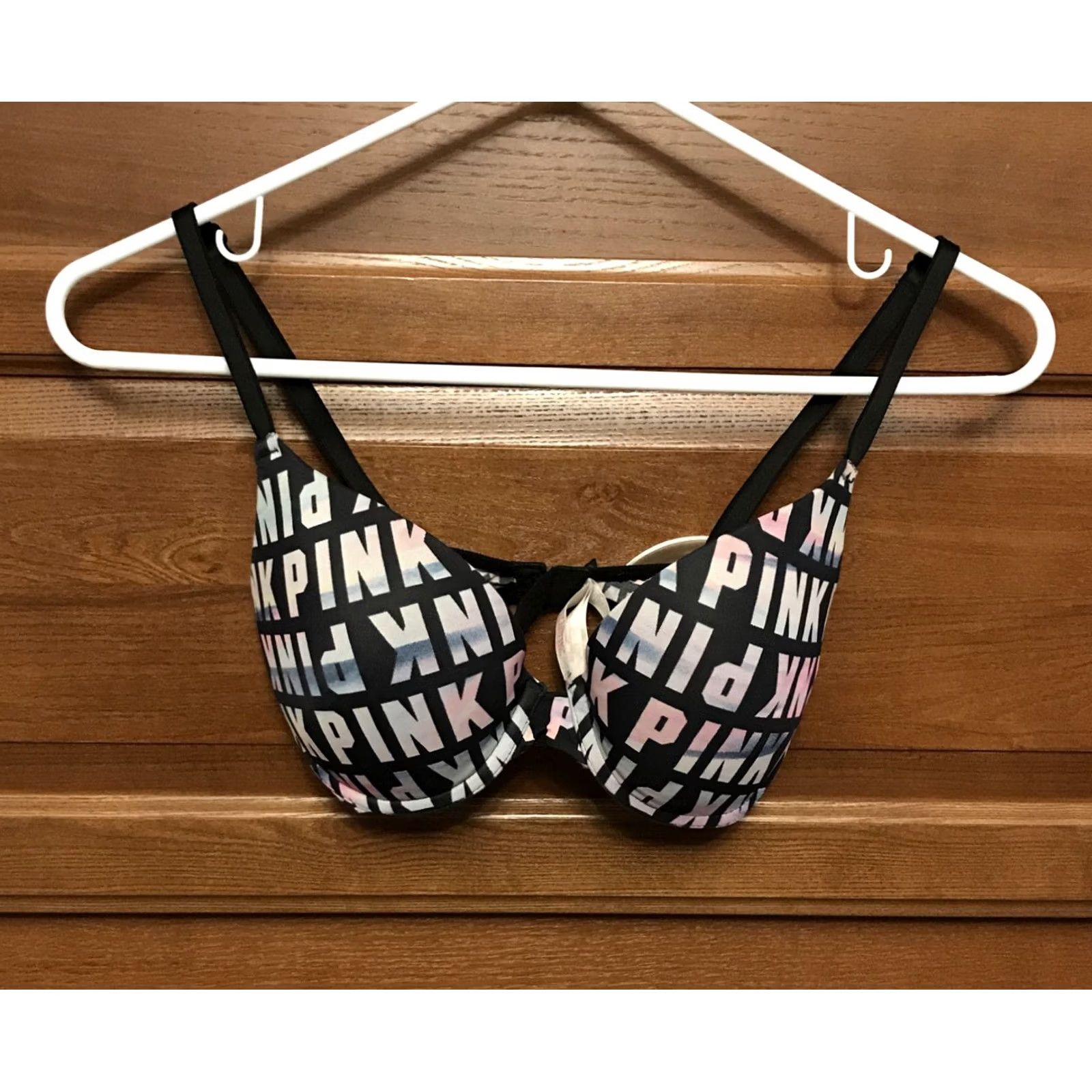 Victoria's Secret Victoria's Secret PINK Bra 32D Underwire Push-Up logo black multicolor Size ONE SIZE - 2 Thumbnail