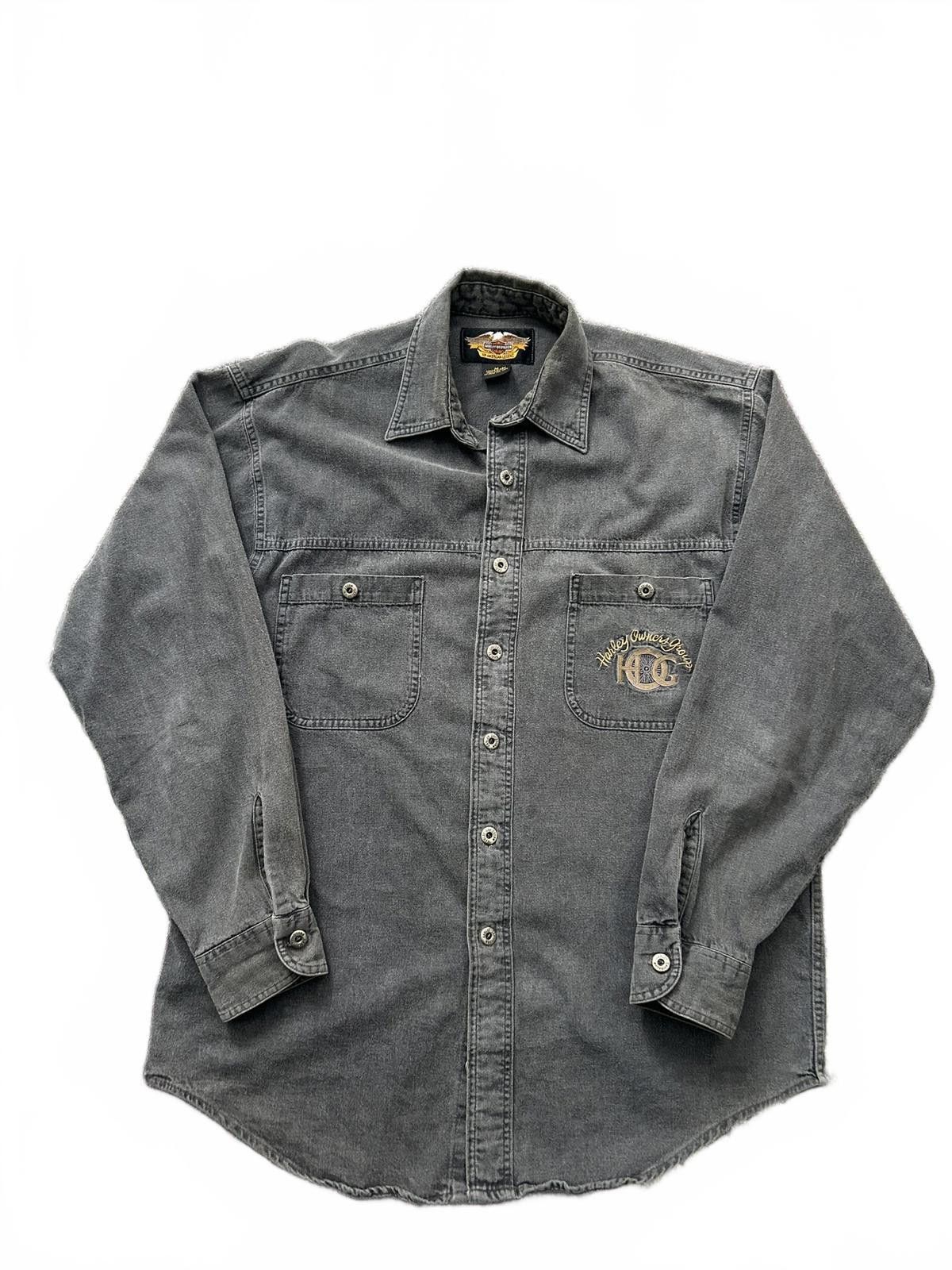 Harley Davidson Vintage Harley-Davidson H.O.G. Faded Black Denim Shirt Size US M / EU 48-50 / 2 - 1 Thumbnail