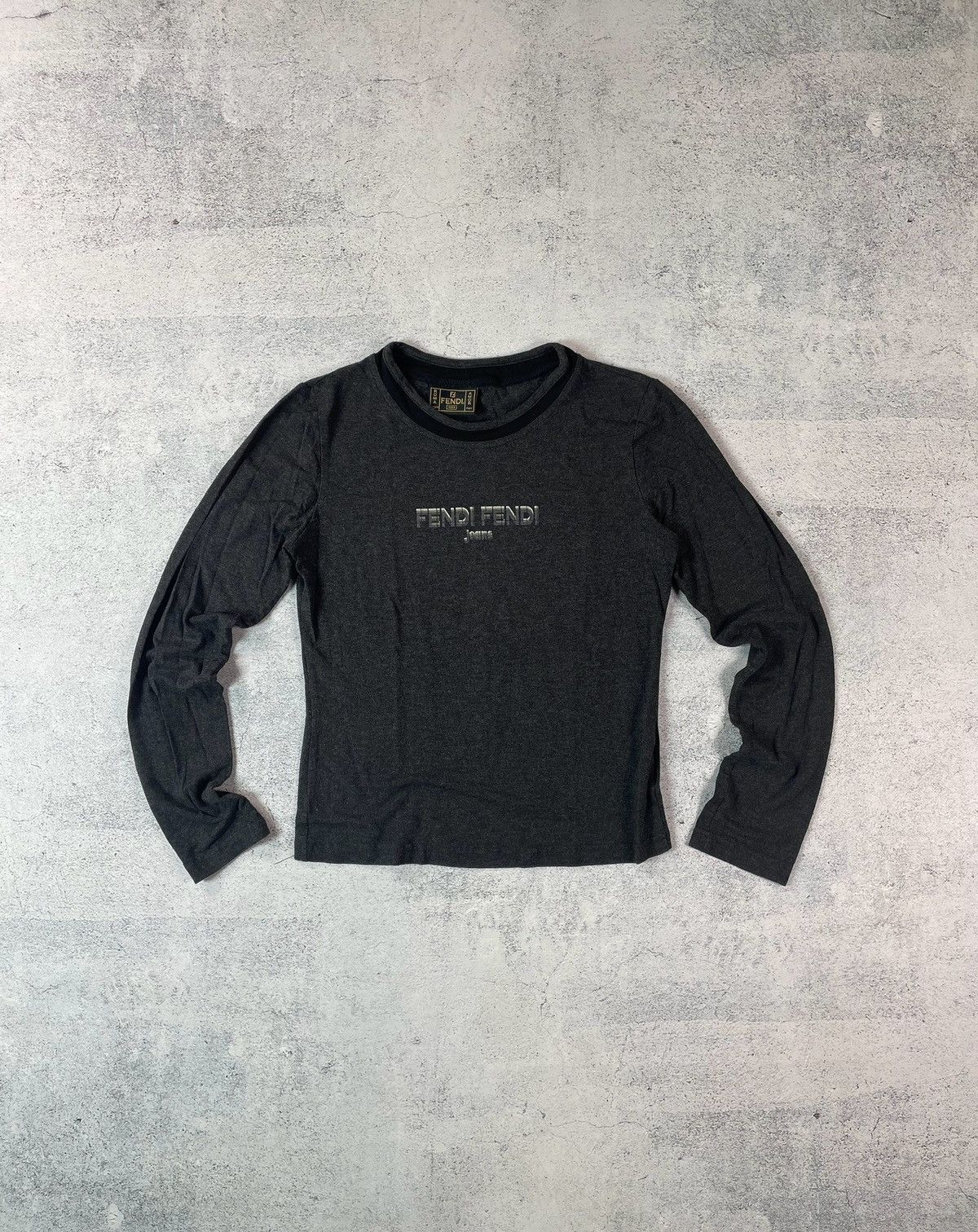 Fendi × Vintage Vintage 90s Fendi Jeans FF Graphic Logo Longsleeve Gray Size M / US 6-8 / IT 42-44 - 1 Thumbnail