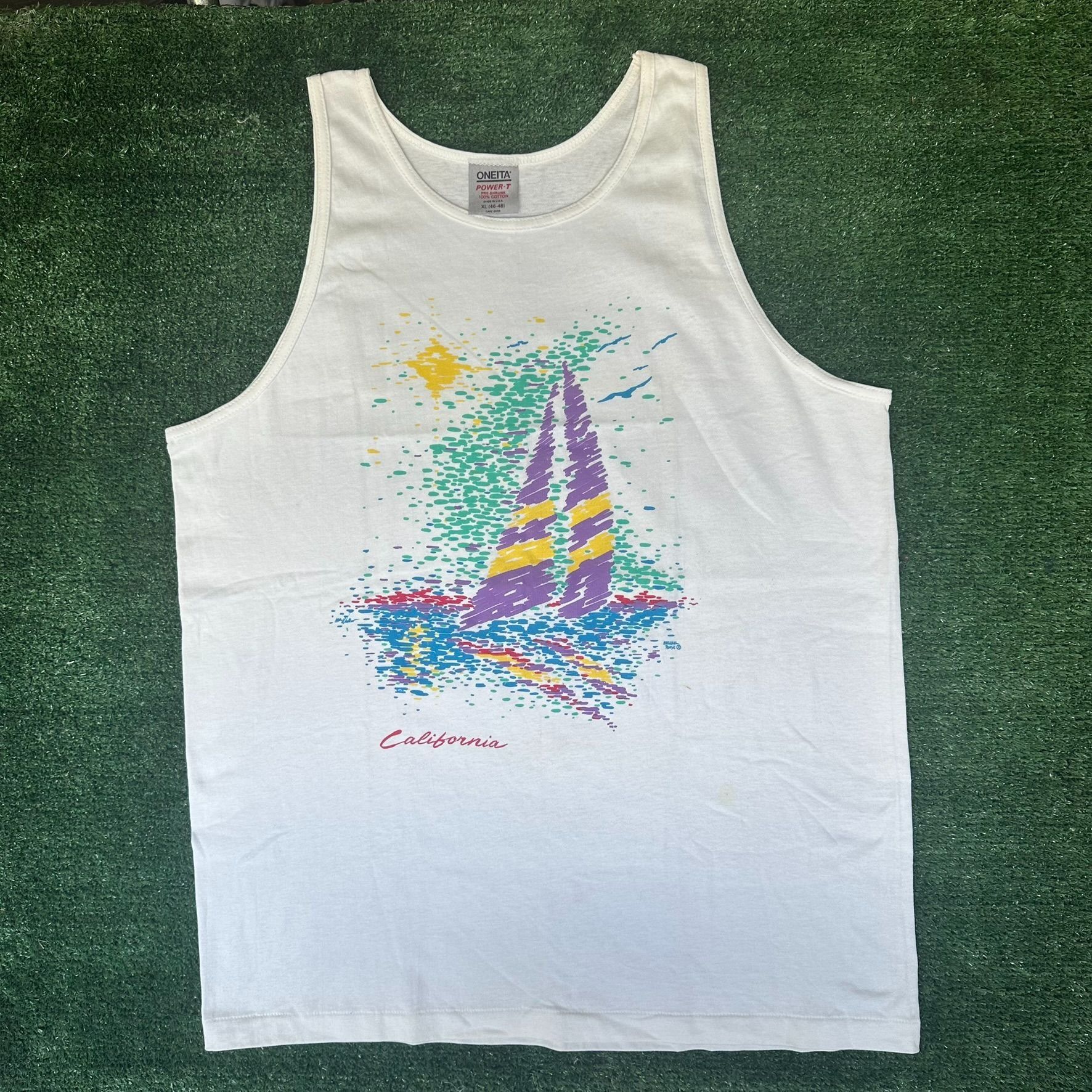 Vintage Vintage 90s California Sailing Tank Top Single Stitch Surf W Size US XL / EU 56 / 4 - 1 Thumbnail