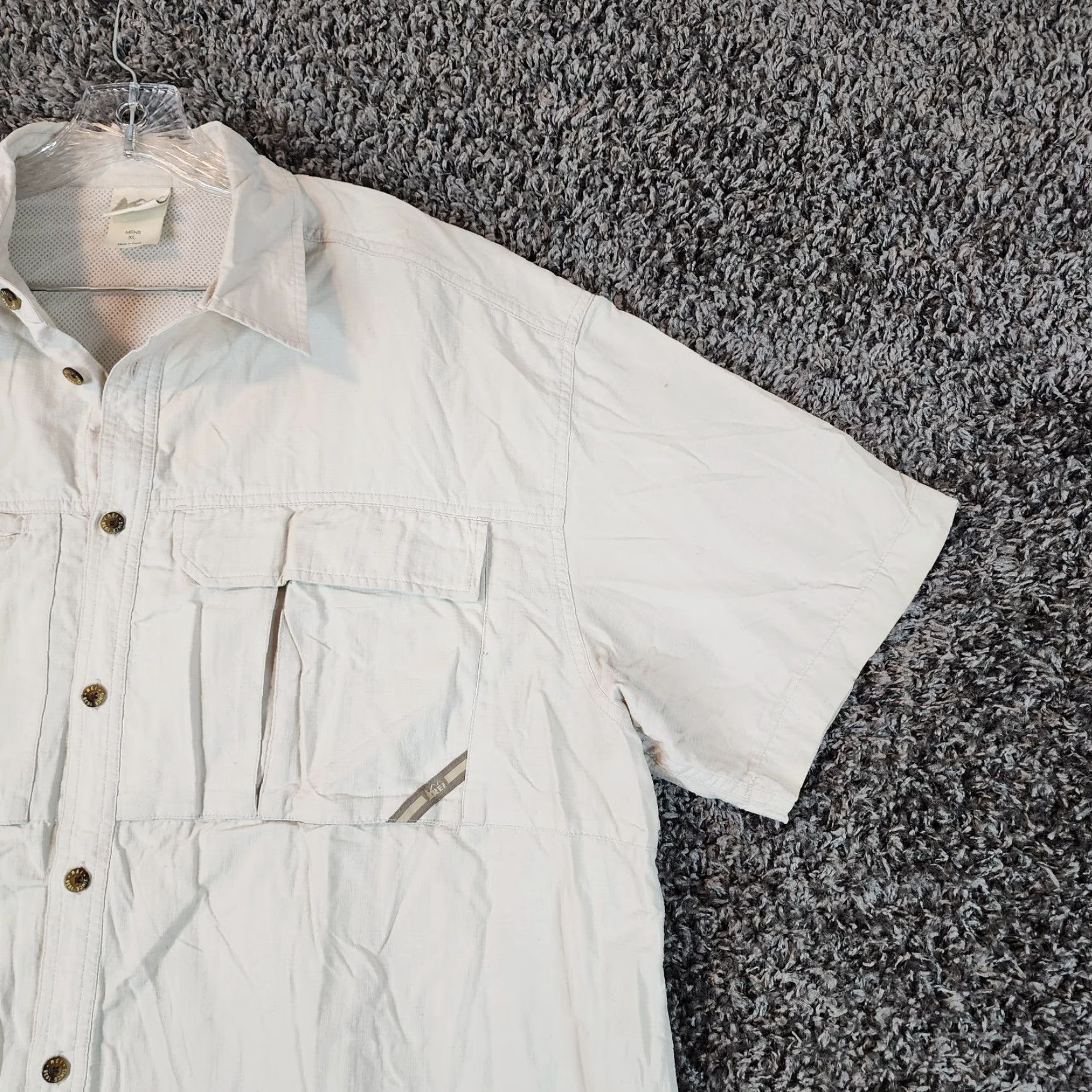 Vintage REI Shirt Mens Beige Short Sleeve Outdoor Vented Button-Up XL Mens Size US 36 / EU 52 - 3 Thumbnail
