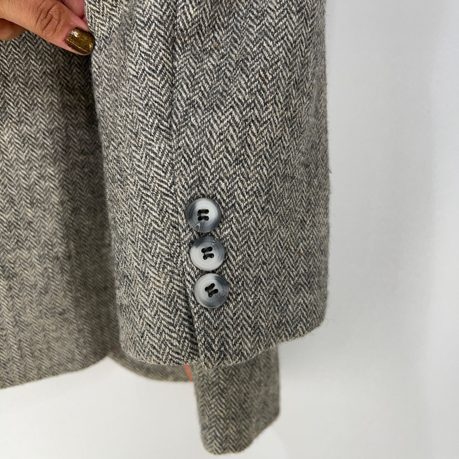 Vintage Vintage Sears Herringbone Wool Blend Blazer Gray Heritage Size 42R - 8 Thumbnail