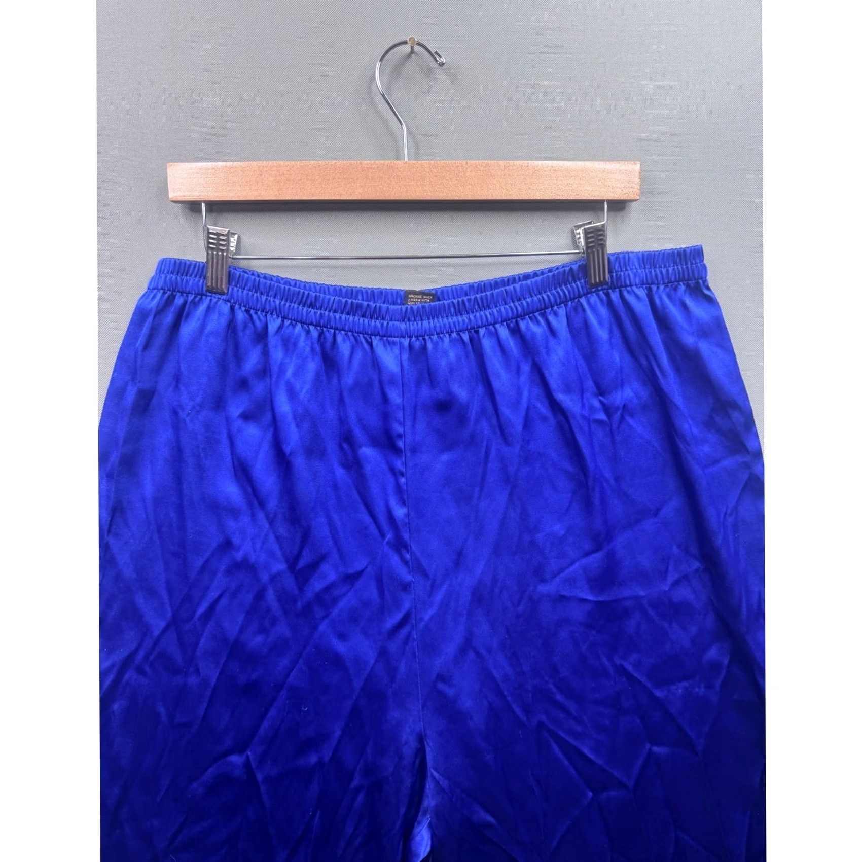 Sol Angeles Solange Pajama Pants Womens Size 14 16 Satin Blue Lounge Sleepwear Size 36" / US 14 / IT 50 - 2 Thumbnail