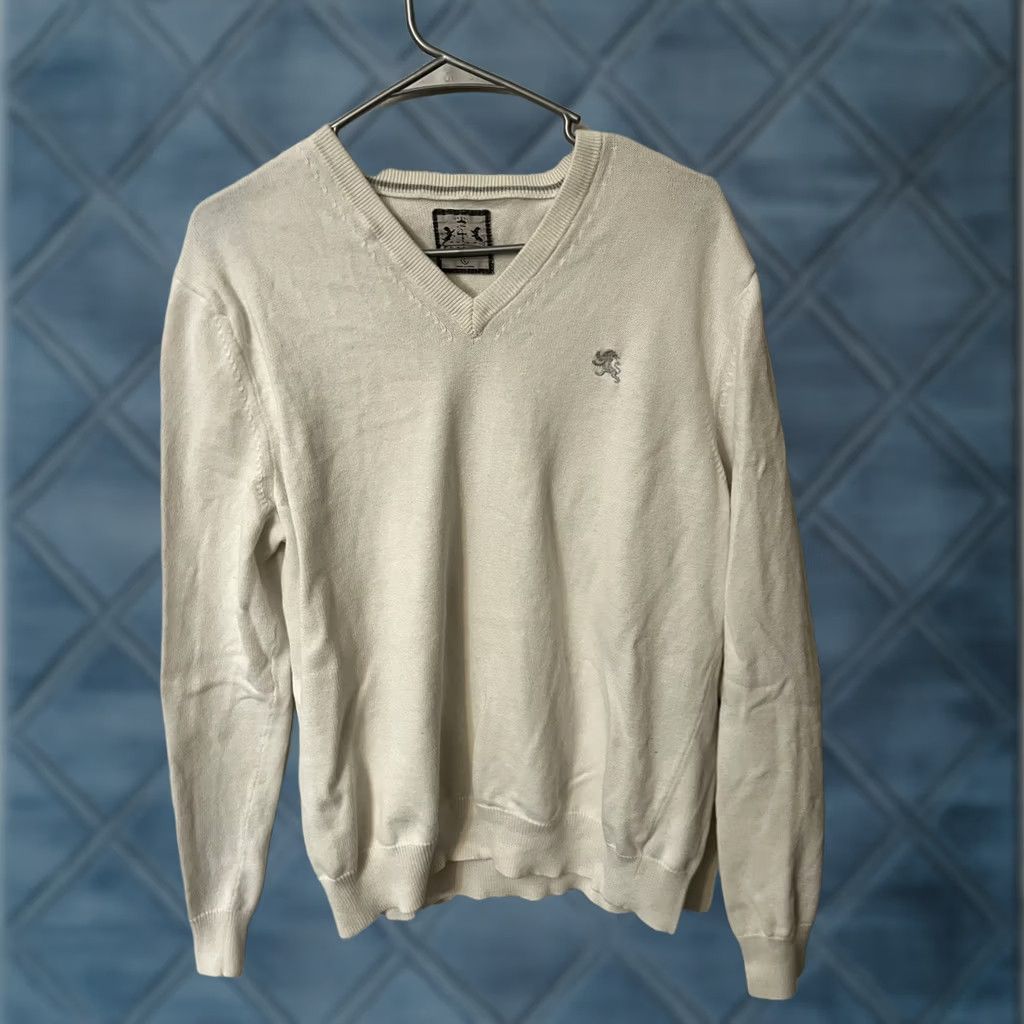 Express Express Sweater Mens Size Large White Cotton V-Neck Pullover Size US L / EU 52-54 / 3 - 1 Thumbnail