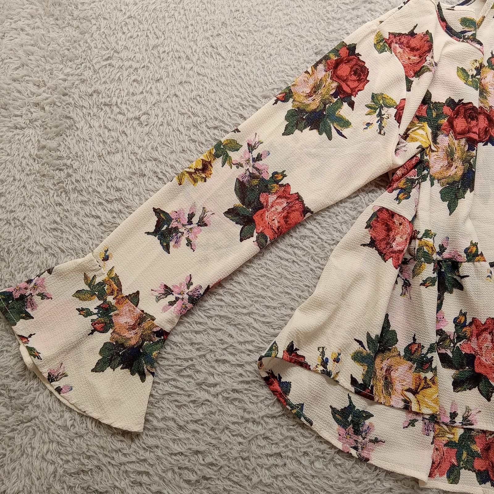 & Other Stories The Outfit Peplum Top Women's S Sequin Cream Floral Ruffle Size S / US 4 / IT 40 - 3 Thumbnail