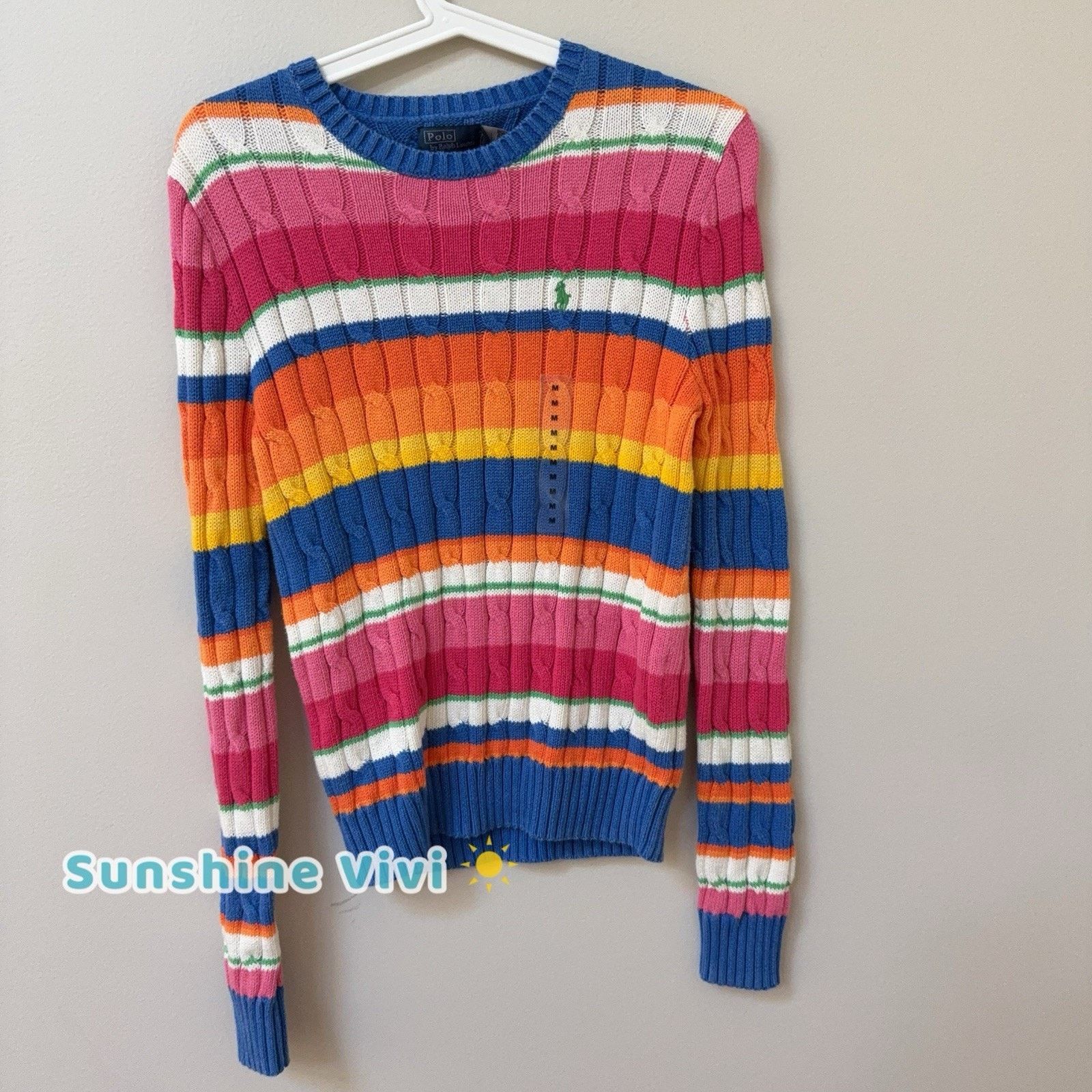 Polo Ralph Lauren NWT Polo Ralph Lauren Women's Striped Cable Sweater Medium Size M / US 6-8 / IT 42-44 - 1 Thumbnail