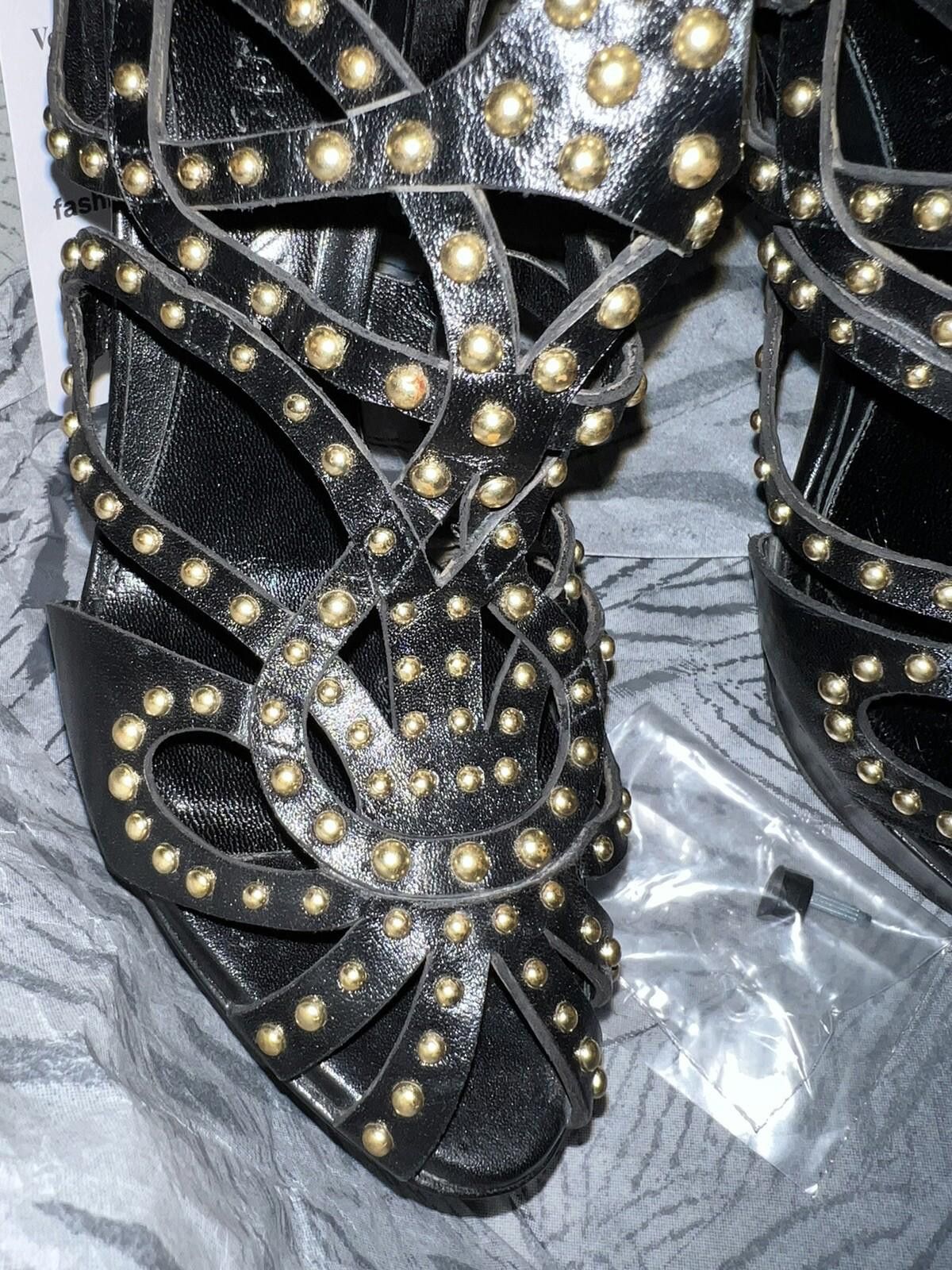 Alexander McQueen Alexander McQueen Studded Black Leather Cage Bootie US 7 Size US 7 / IT 37 - 9 Thumbnail