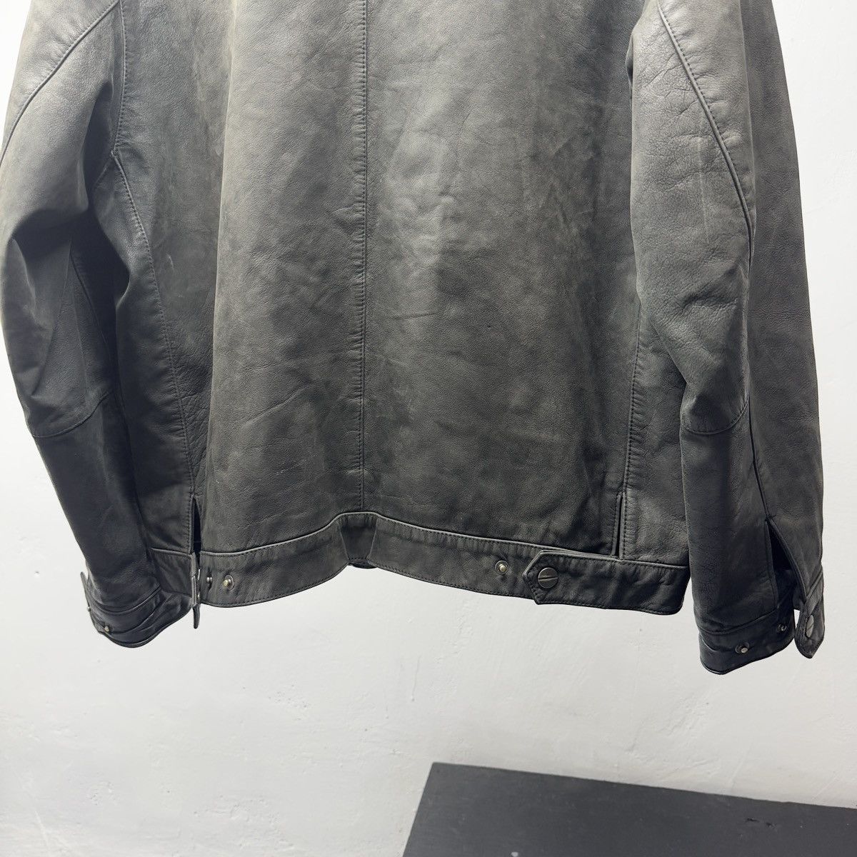 Vintage Vintage Faded Black Leather Blouson Jacket ERD Grunge Chrome Size US L / EU 52-54 / 3 - 12 Thumbnail