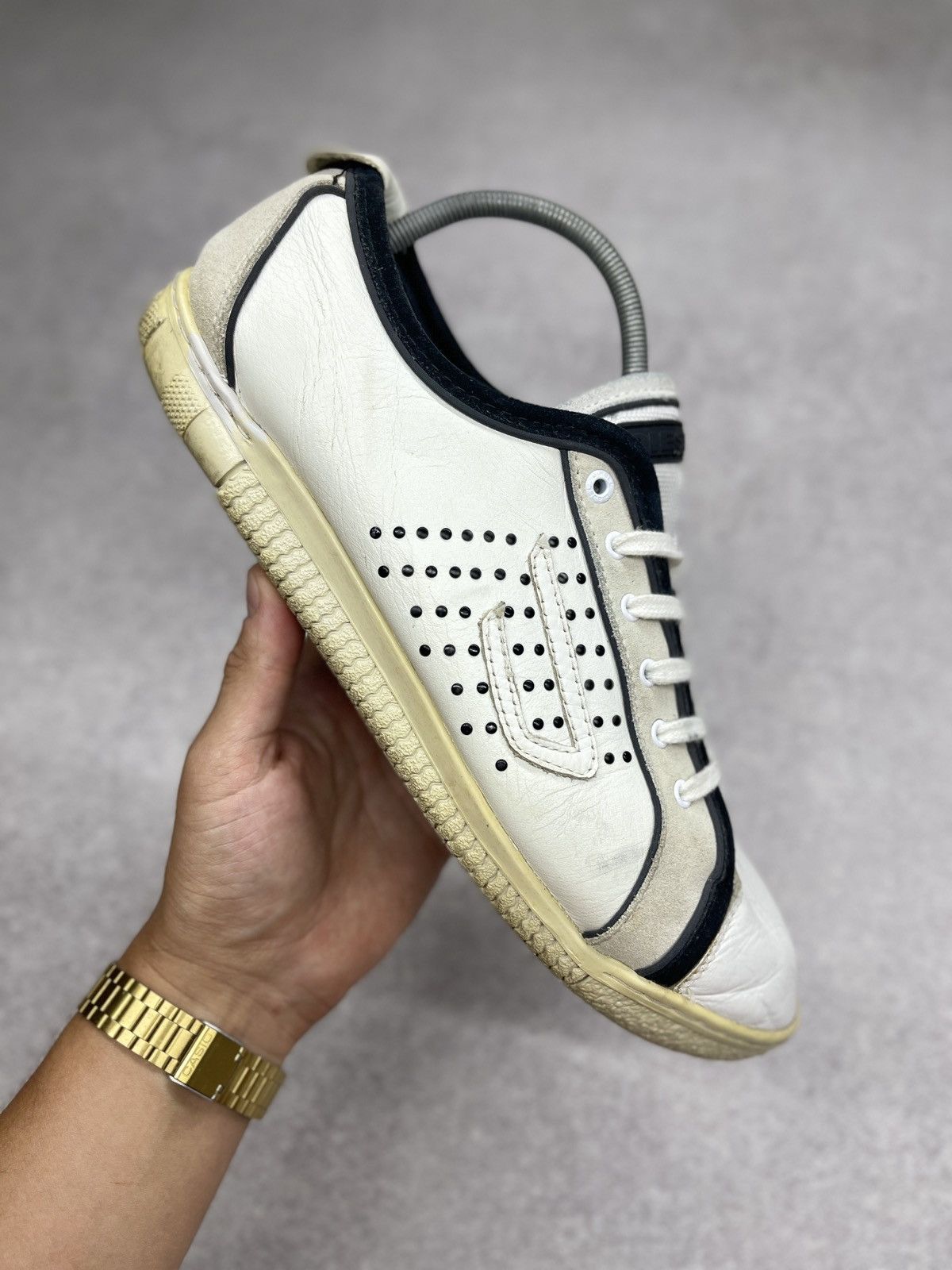 Diesel Mens Diesel Leather Low Sneakers Shoes White Size US 10.5 / EU 43-44 - 1 Thumbnail