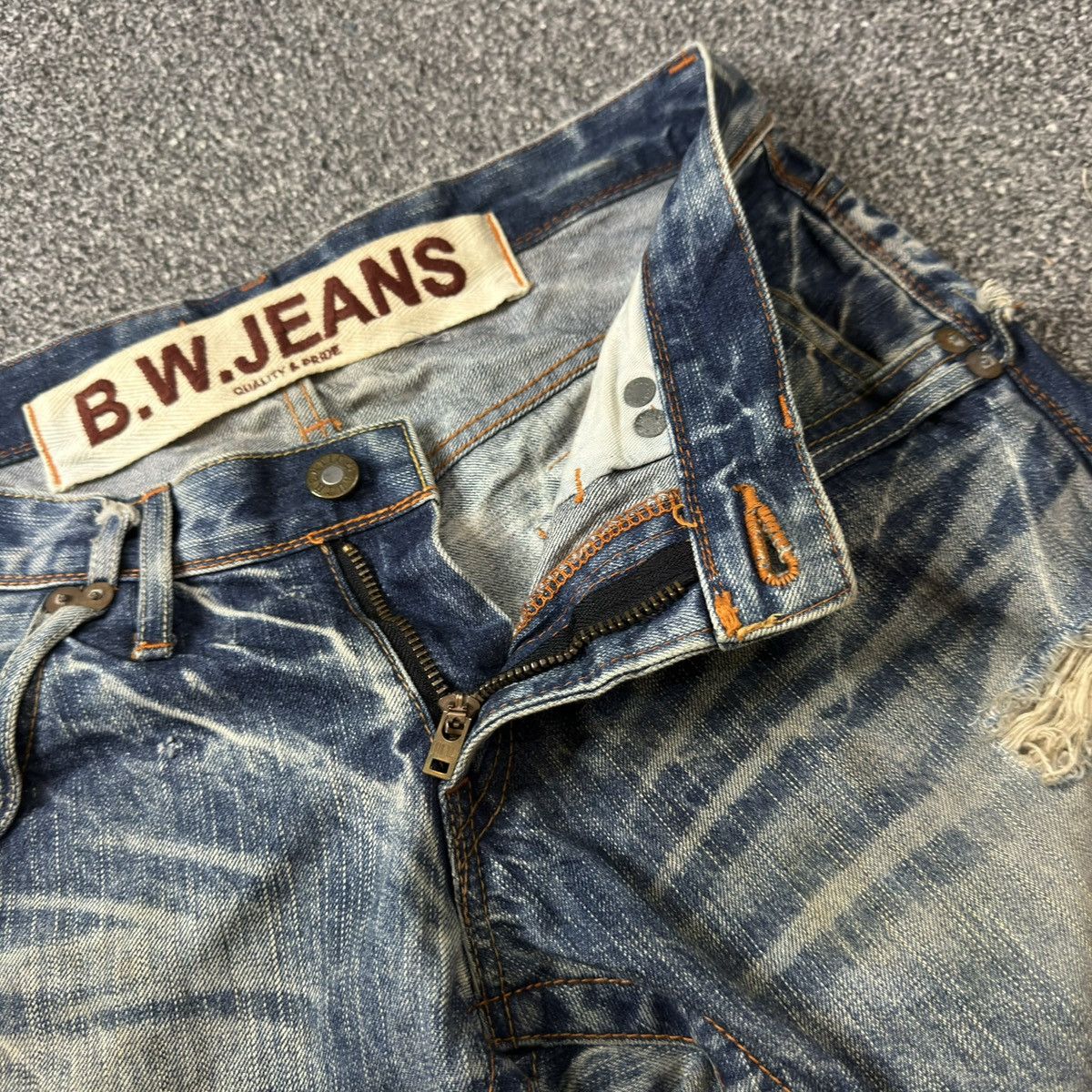 14th Addiction Vintage 90s Flared Japanese Distressed Whisker Acid Wash B.W Size US 32 / EU 48 - 10 Thumbnail