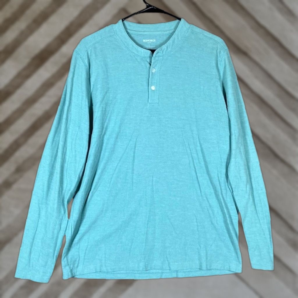 Bonobos Bonobos Mens Shirt Henley Slim Fit Long Sleeve Seafoam Green Large Size US L / EU 52-54 / 3 - 1 Thumbnail