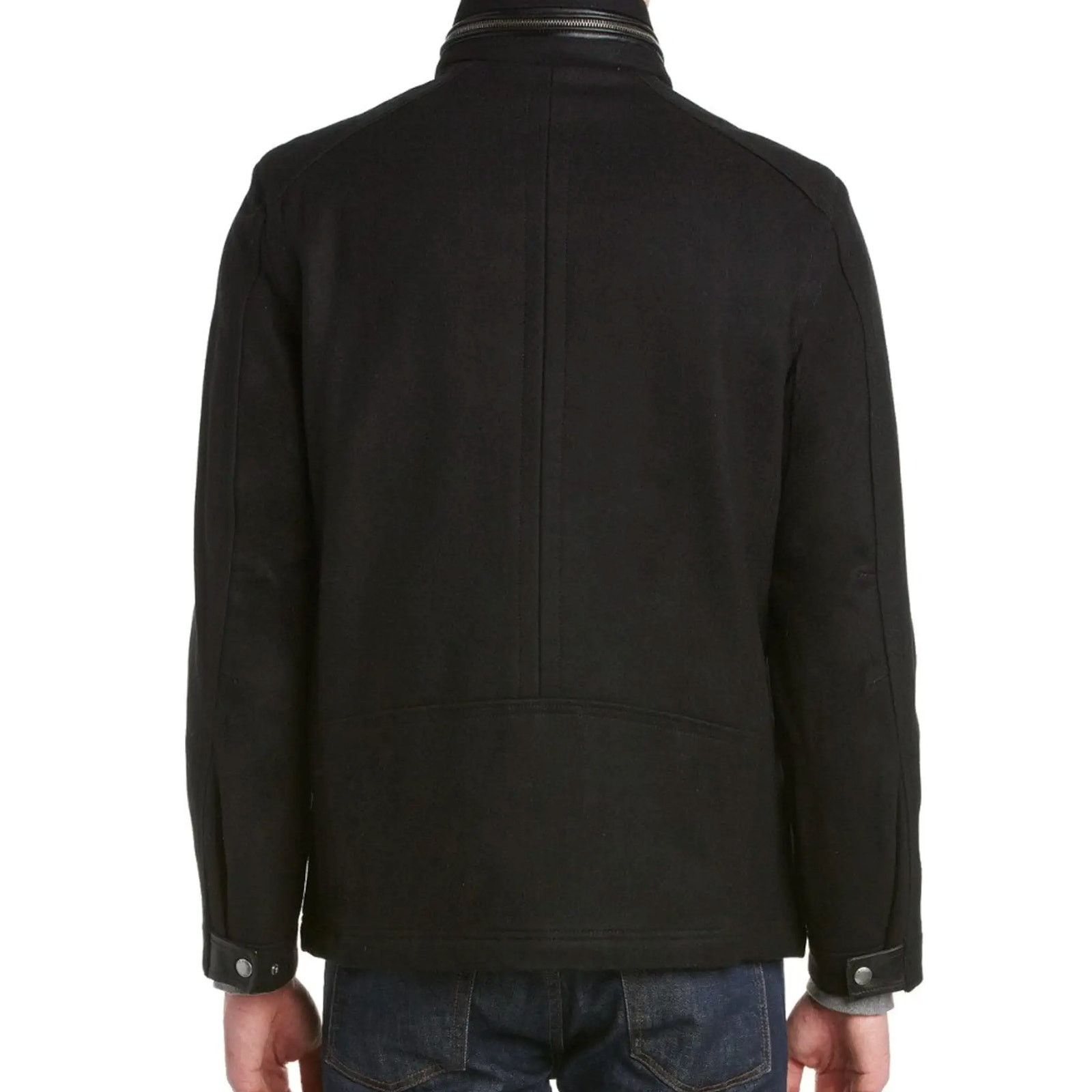 Cole Haan Cole Haan Wool Melton Stand Collar Jacket in Black Size US XL / EU 56 / 4 - 2 Thumbnail