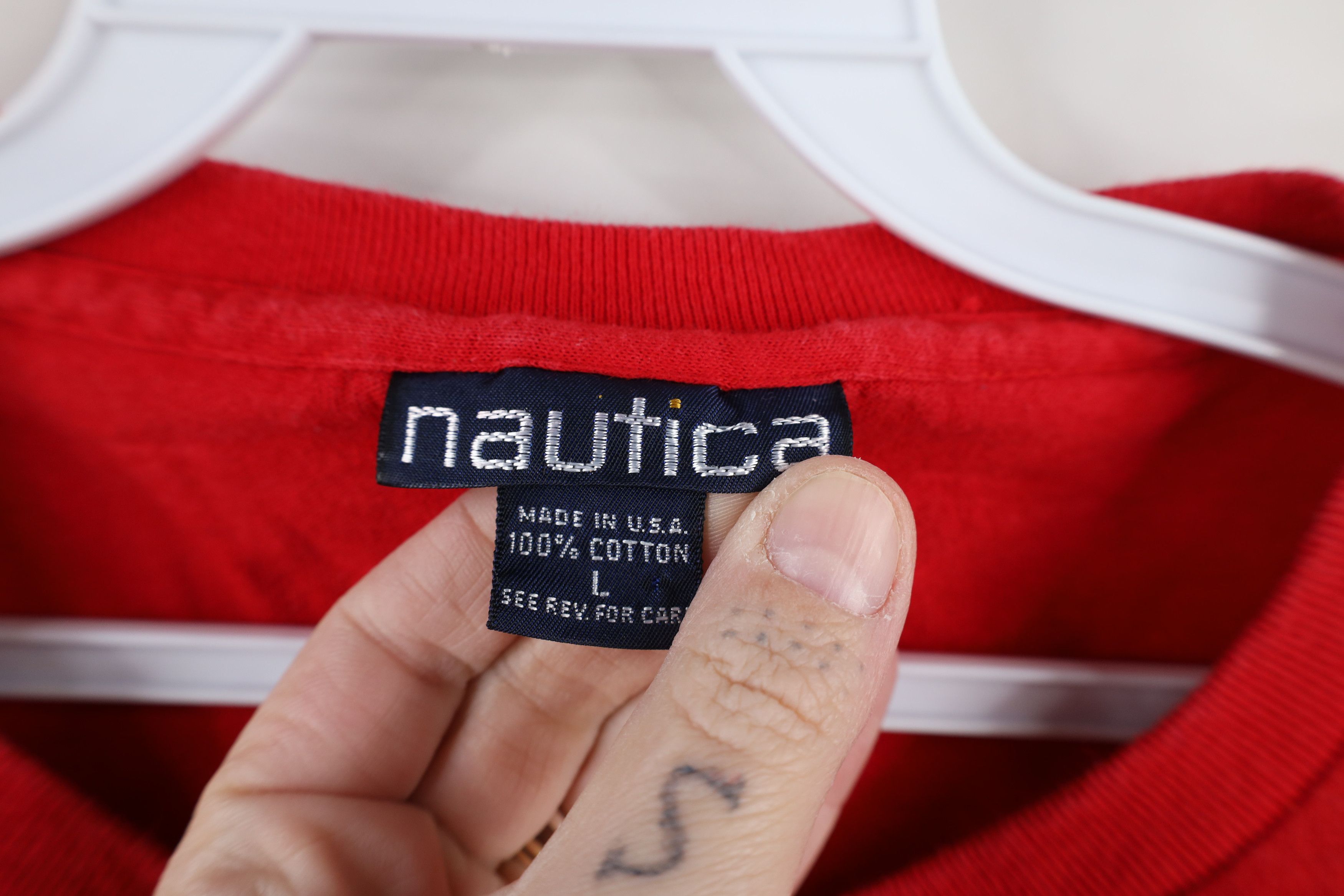 Nautica × Vintage Vintage 90s Nautica Baggy Fit Cotton T-Shirt Red USA Size US L / EU 52-54 / 3 - 7 Thumbnail
