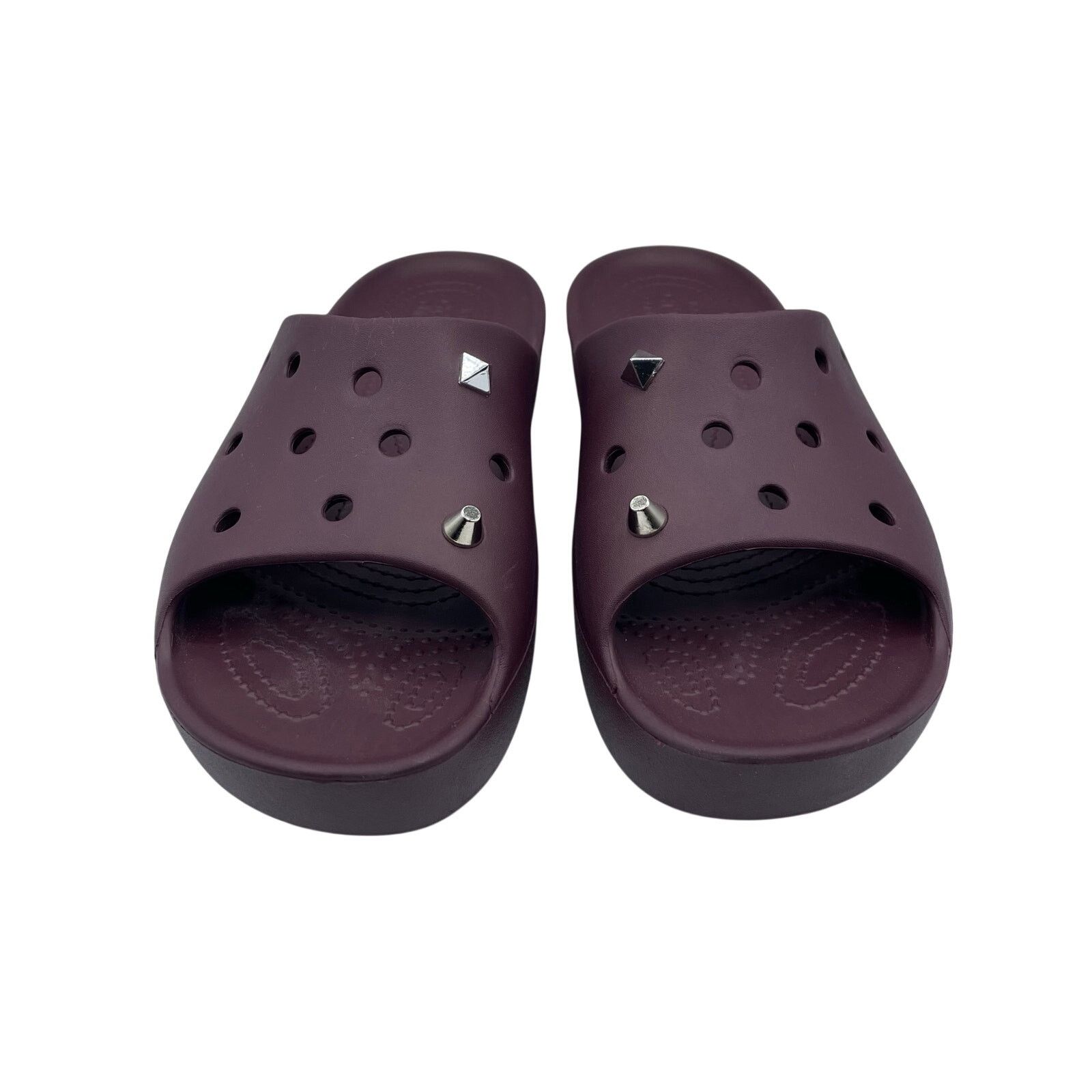 Crocs Crocs Classic Platform Slides Sandals Dark Red Womens 9 Size US 9 / IT 39 - 3 Thumbnail