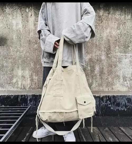 VIBE Tote Bag Canvas Single Vintage Solid Hasp Shoulder Bag Size ONE SIZE - 7 Thumbnail