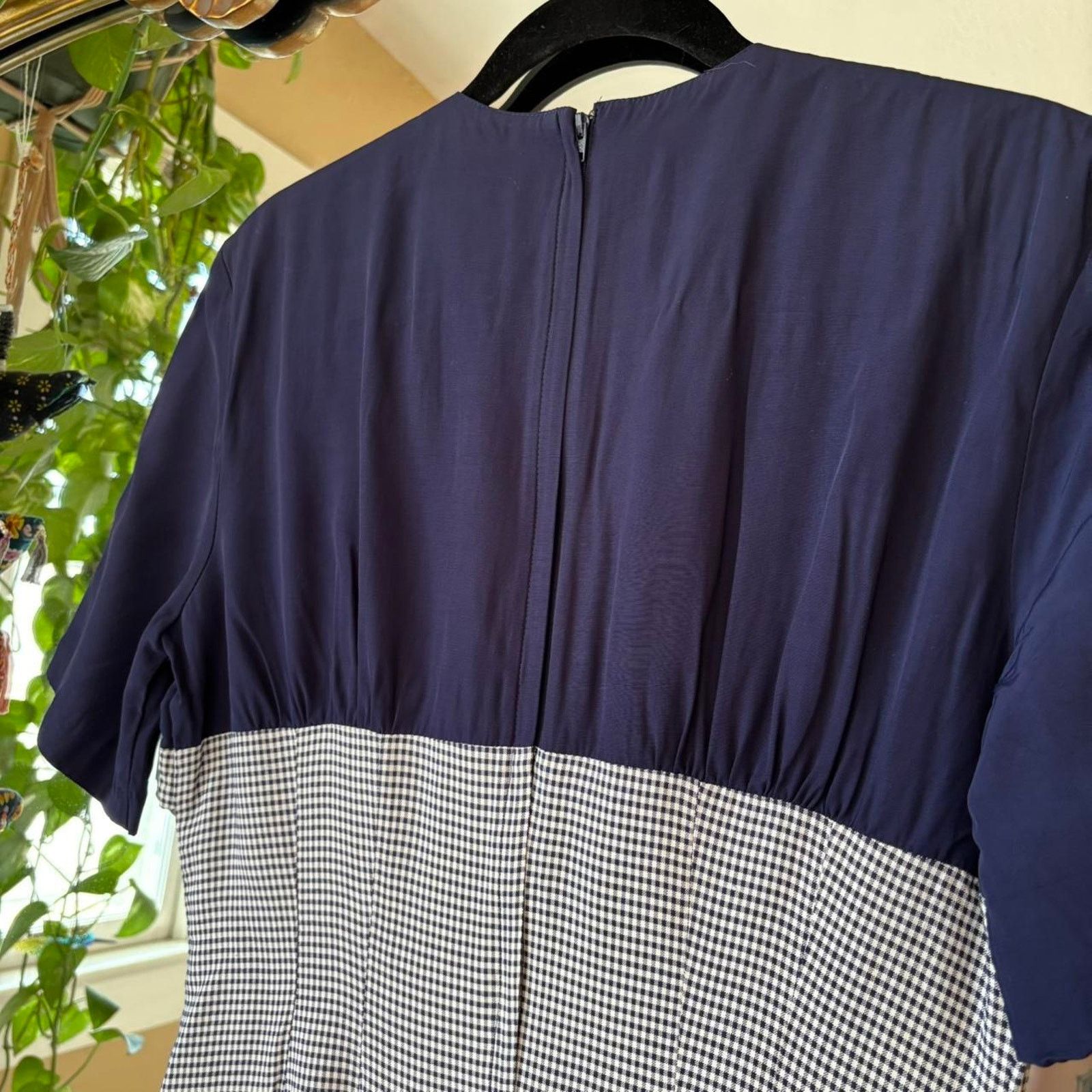 Vintage Vintage Casual Corner Navy Blue Check Plaid Dress 8 90s Size M / US 6-8 / IT 42-44 - 10 Thumbnail