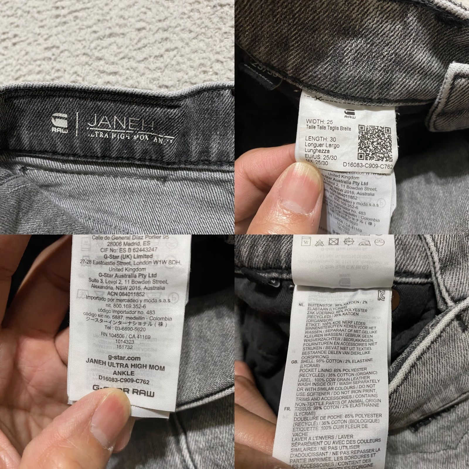 G-Star G-Star Jeans Womens 25 Gray Denim Janeh Ultra High Mom Ankle Rise - 1461 Size 42" / US 20 - 8 Thumbnail