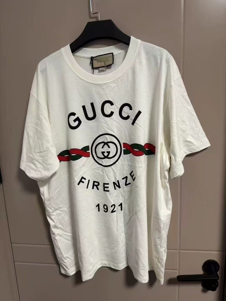 Gucci Gucci Red and green striped slogan short sleeves 2505-Nexta Size US M / EU 48-50 / 2 - 1 Thumbnail