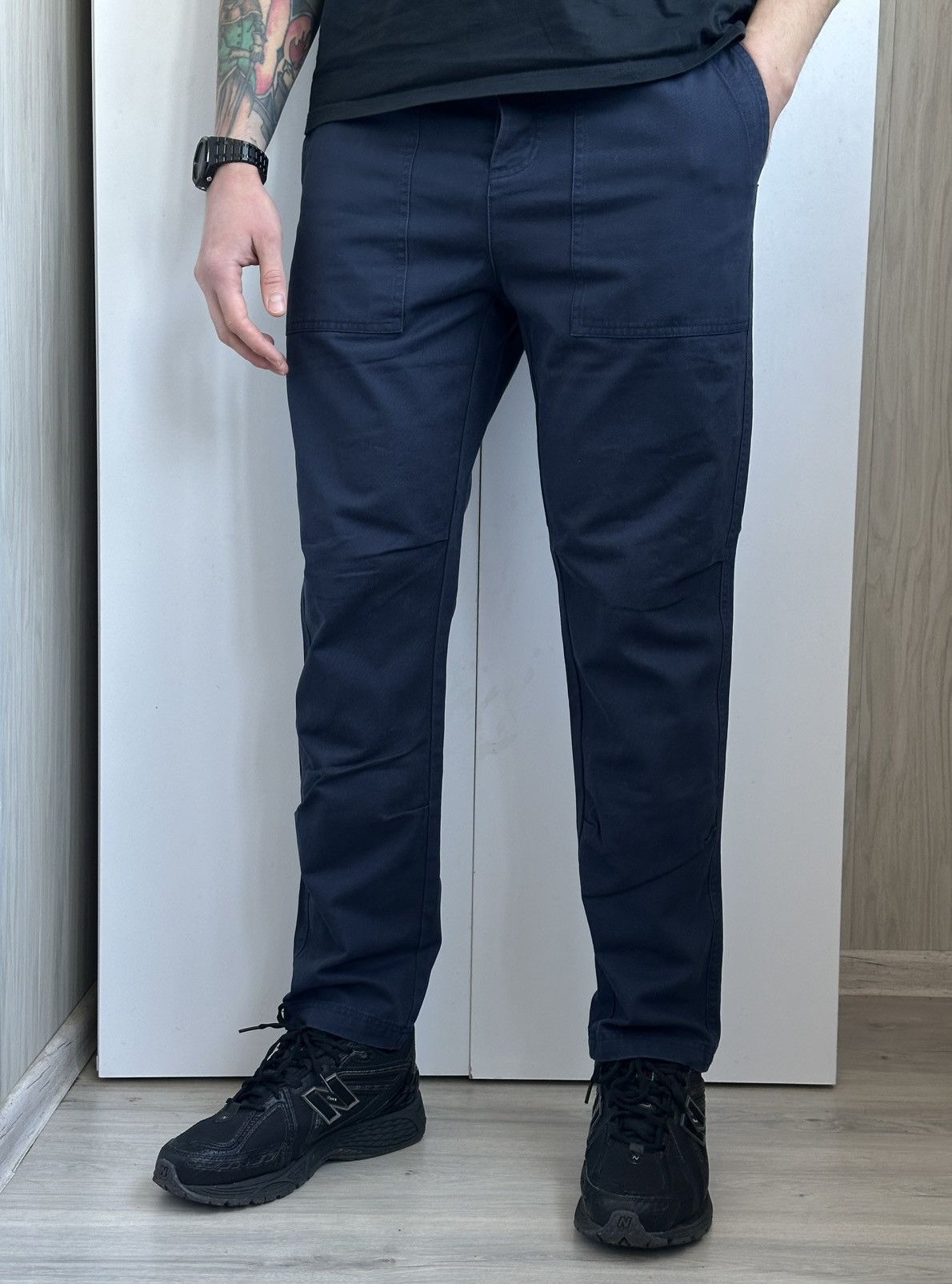 Folk Folk Mens Navy Blue Cotton Trousers Casual Workwear Pants Size US 34 / EU 50 - 2 Thumbnail