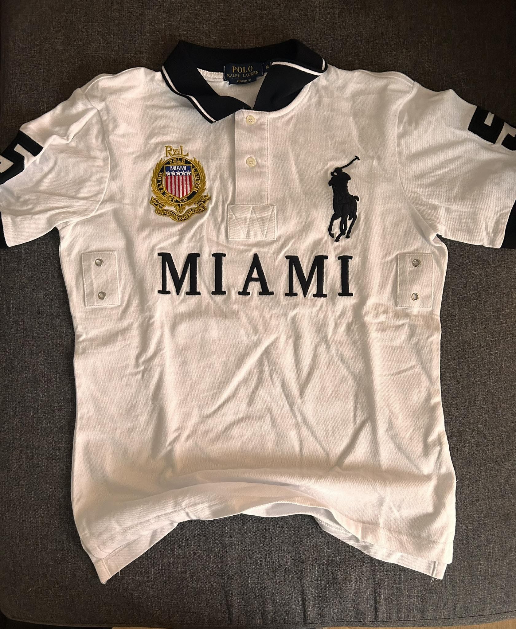 Chief keef ビッグポニー　ラルフローレン　ポロシャツ　Miami Polo Ralph Lauren Polo T-Shirt Miami USA #5 Big Pony Luxury