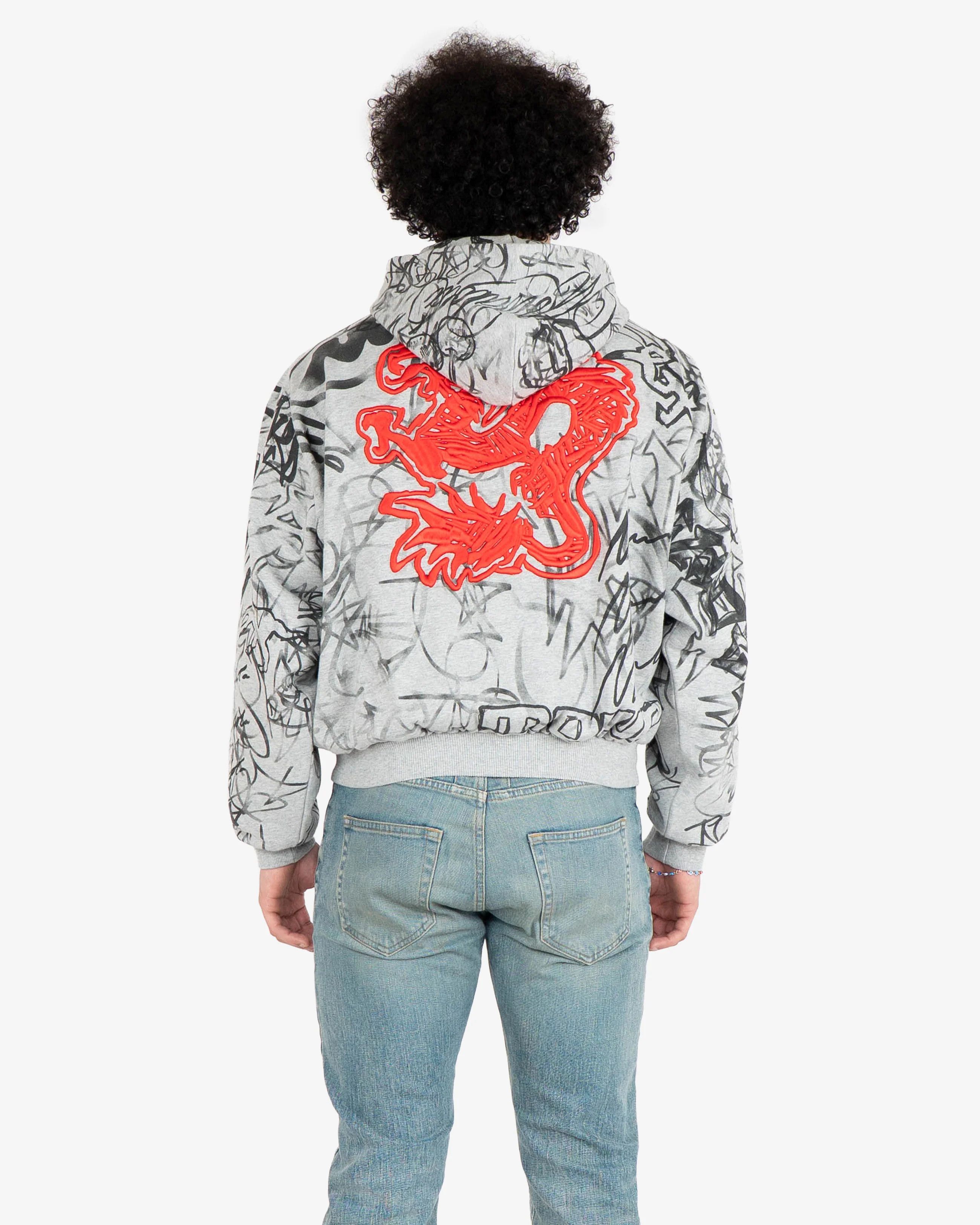 Mowalola Grey Graffiti Zip-Hoodie Size US M / EU 48-50 / 2 - 8 Thumbnail
