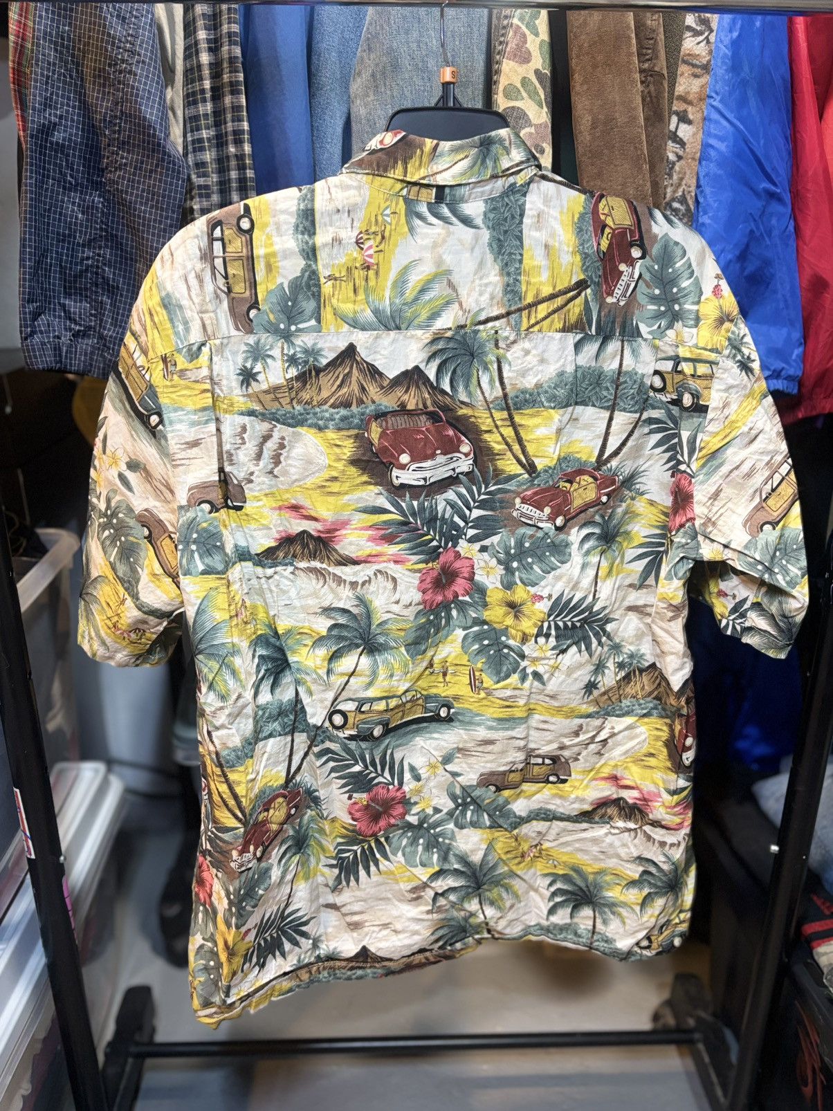 Vintage Old Car & Beach Hawaiian Mens Shirt Size US L / EU 52-54 / 3 - 5 Thumbnail