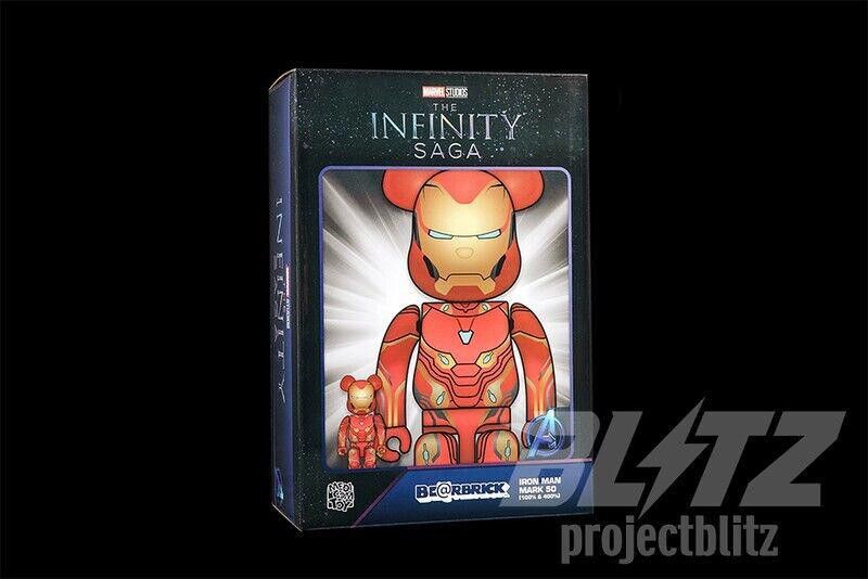 Medicom Toy MEDICOM BEARBRICK X MARVEL IRON MAN MARK 50 100% & 400% SET Size ONE SIZE - 2 Thumbnail