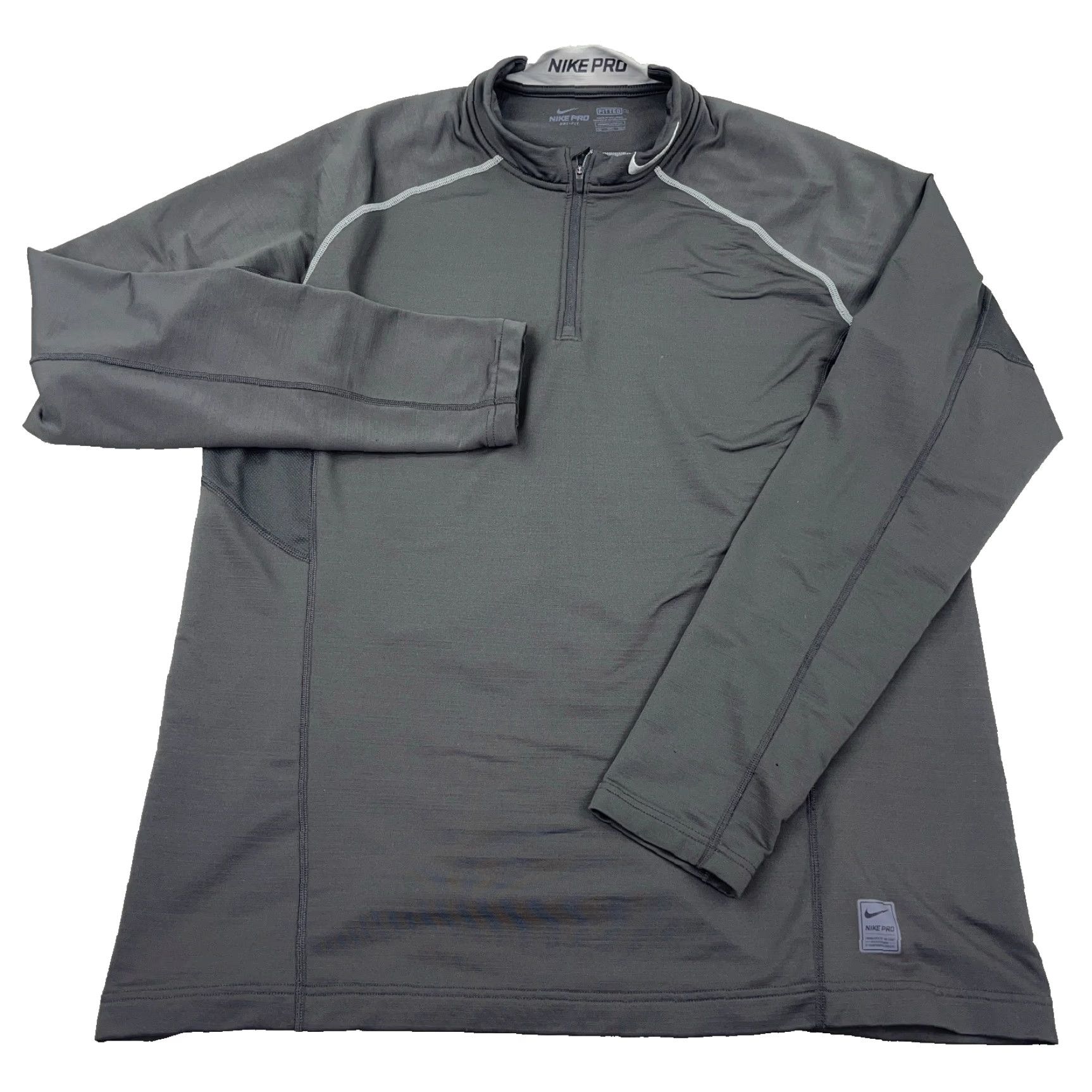 Nike Nike Pro Sweatshirt Men 2XL Gray Pullover 1/4 Zip Dri Fit Size US XXL / EU 58 / 5 - 2 Thumbnail