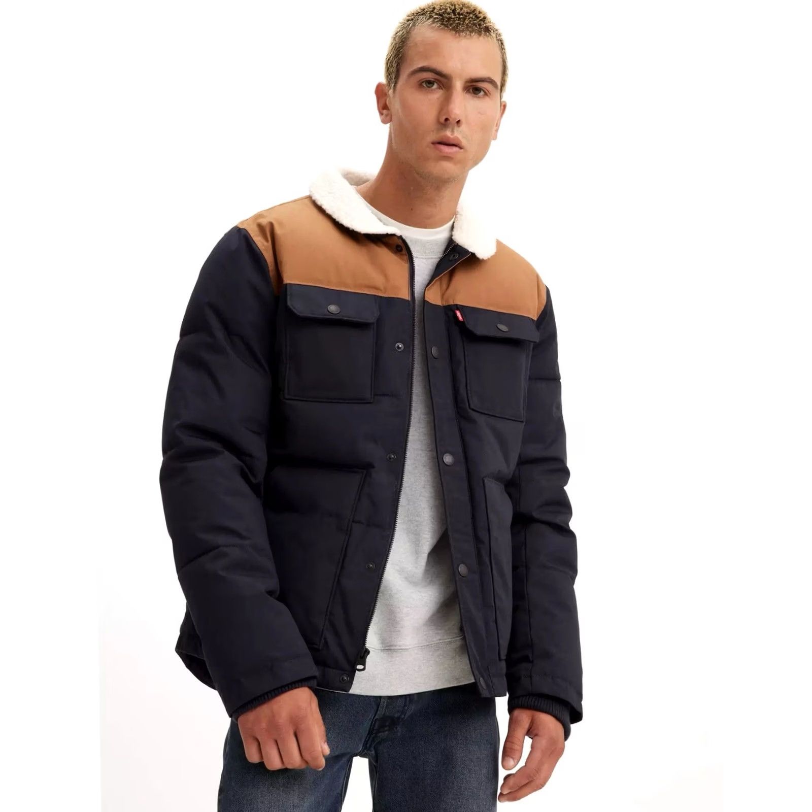 Levi's VINTAGE Levi's Navy Blue Quilted Woodsman Puffer Coat Jacket Full Zip Mens 3XLT Jacket Size US XXL / EU 58 / 5 - 2 Thumbnail