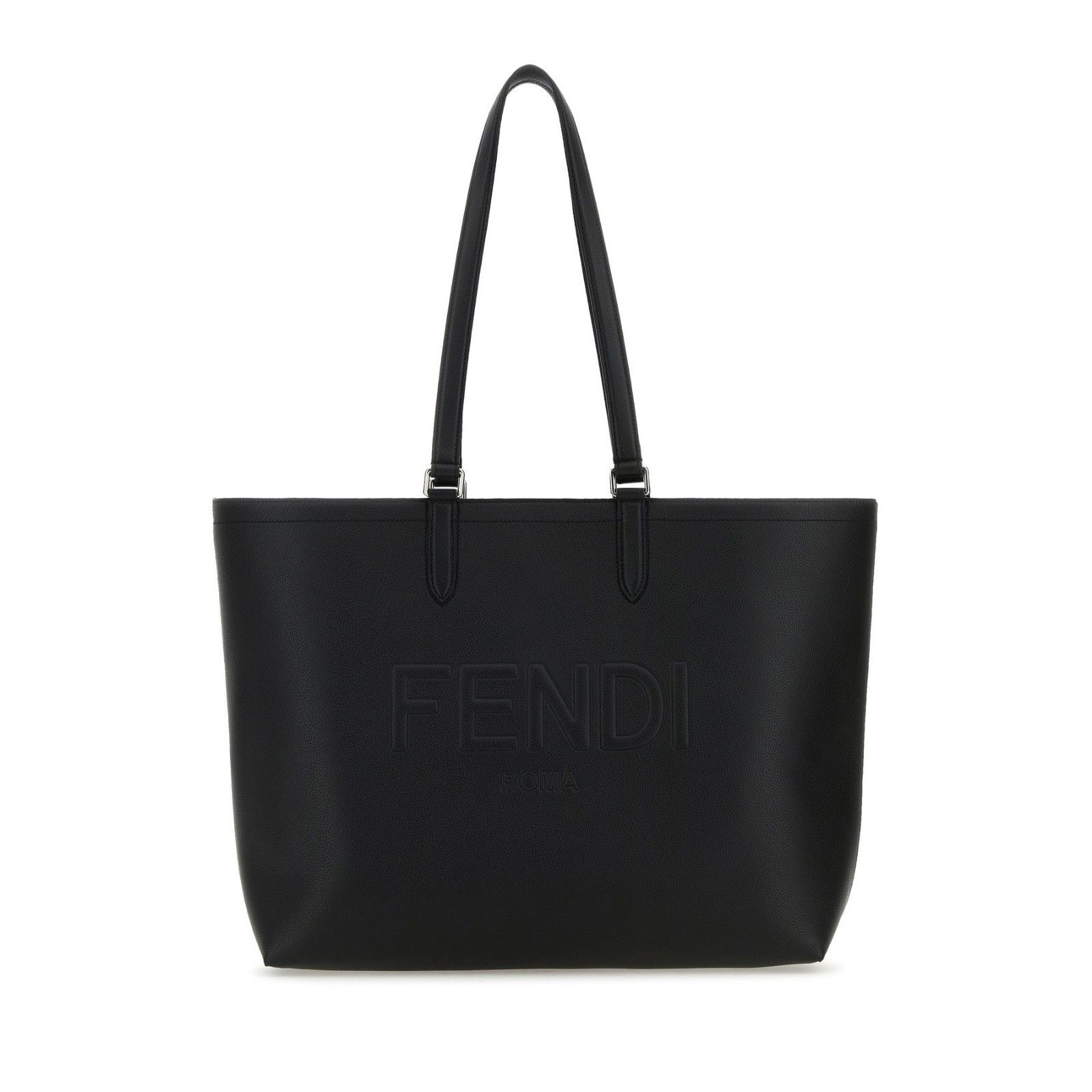 FENDI Roma Black Leather Shopper Shoulder Bag New And Authen