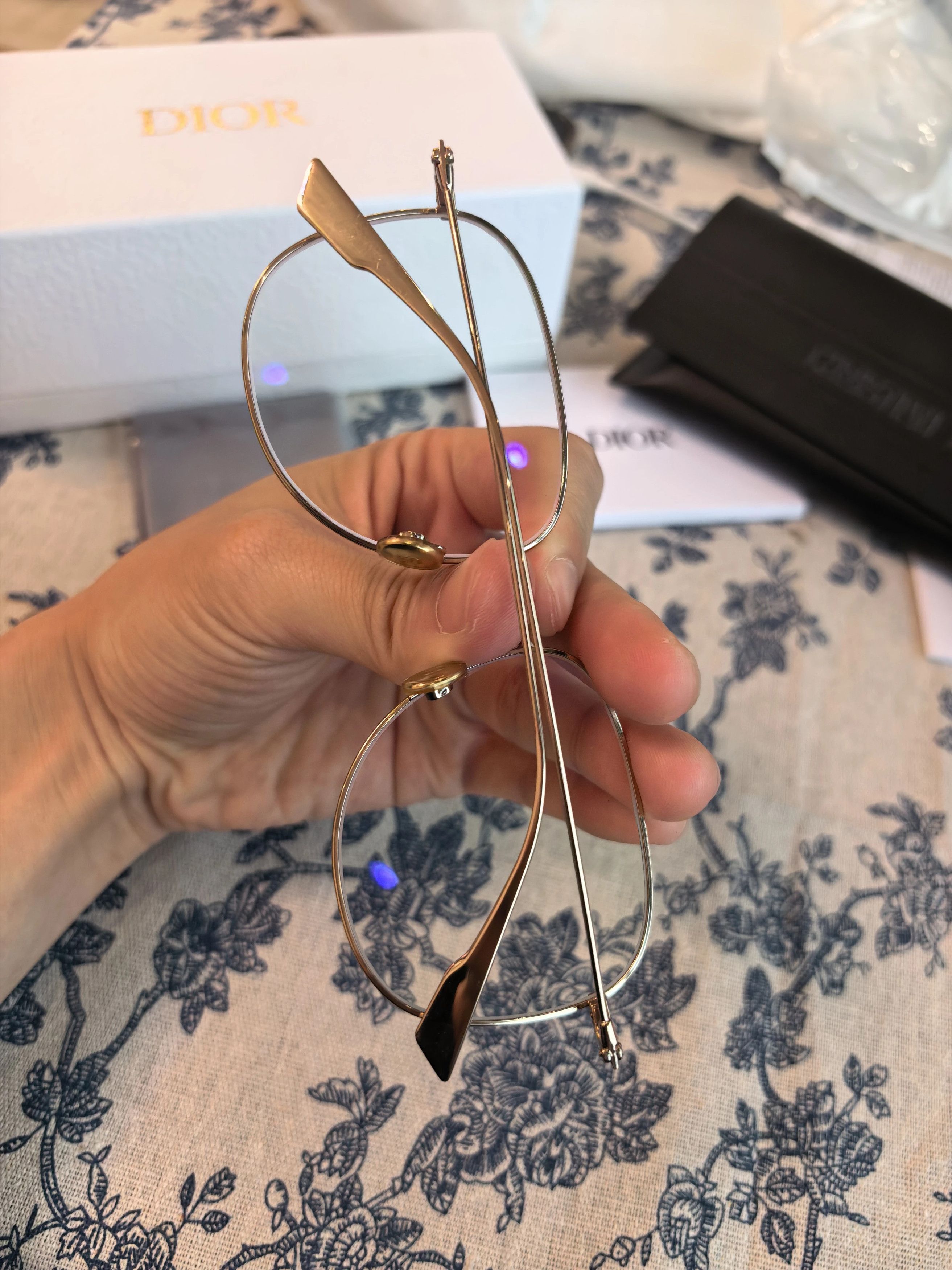 Dior Dior Gold Rimmed Flat Lens Glasses Size ONE SIZE - 3 Thumbnail