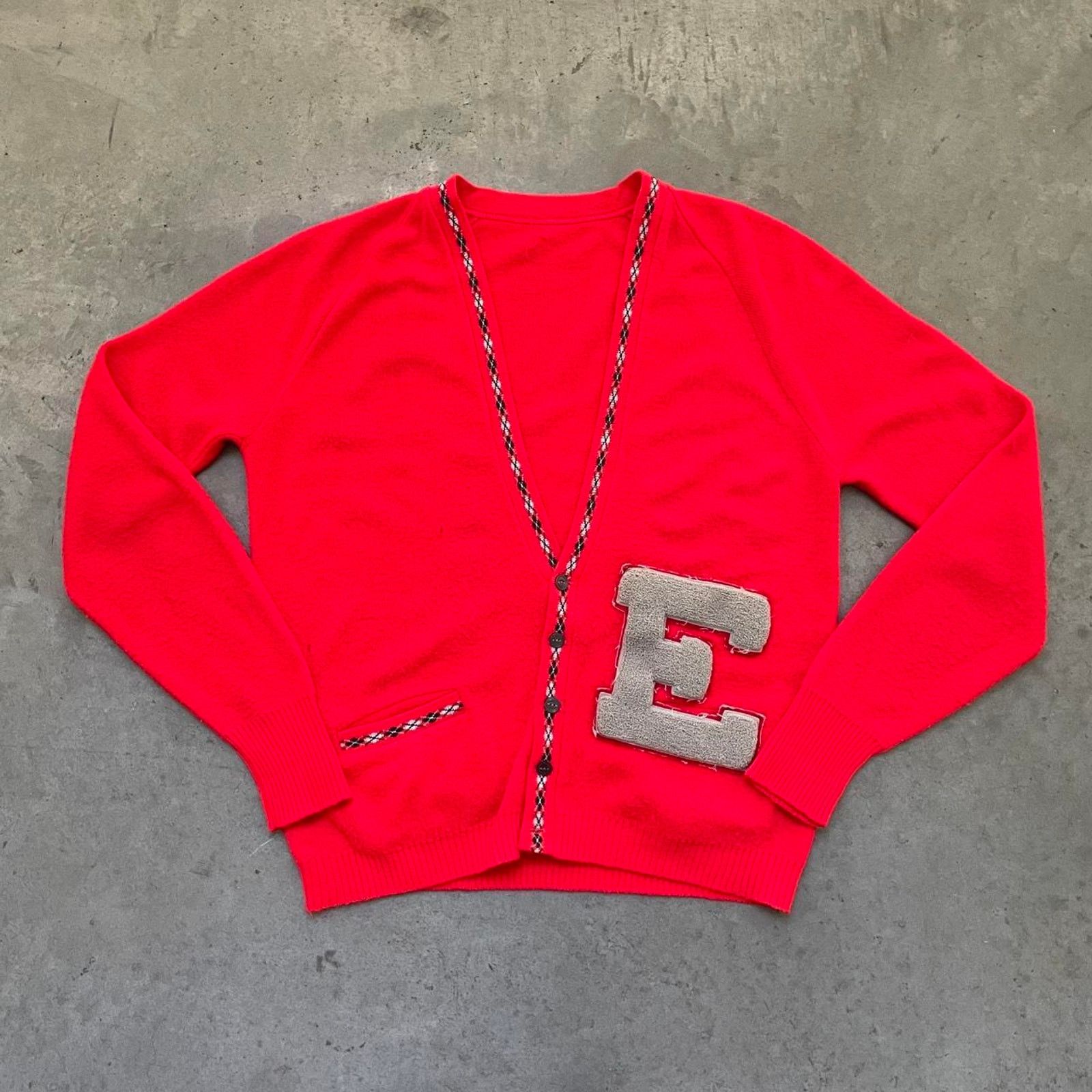Vintage Vintage 80s Red “E” Cardigan Sweater Size US M / EU 48-50 / 2 - 1 Thumbnail